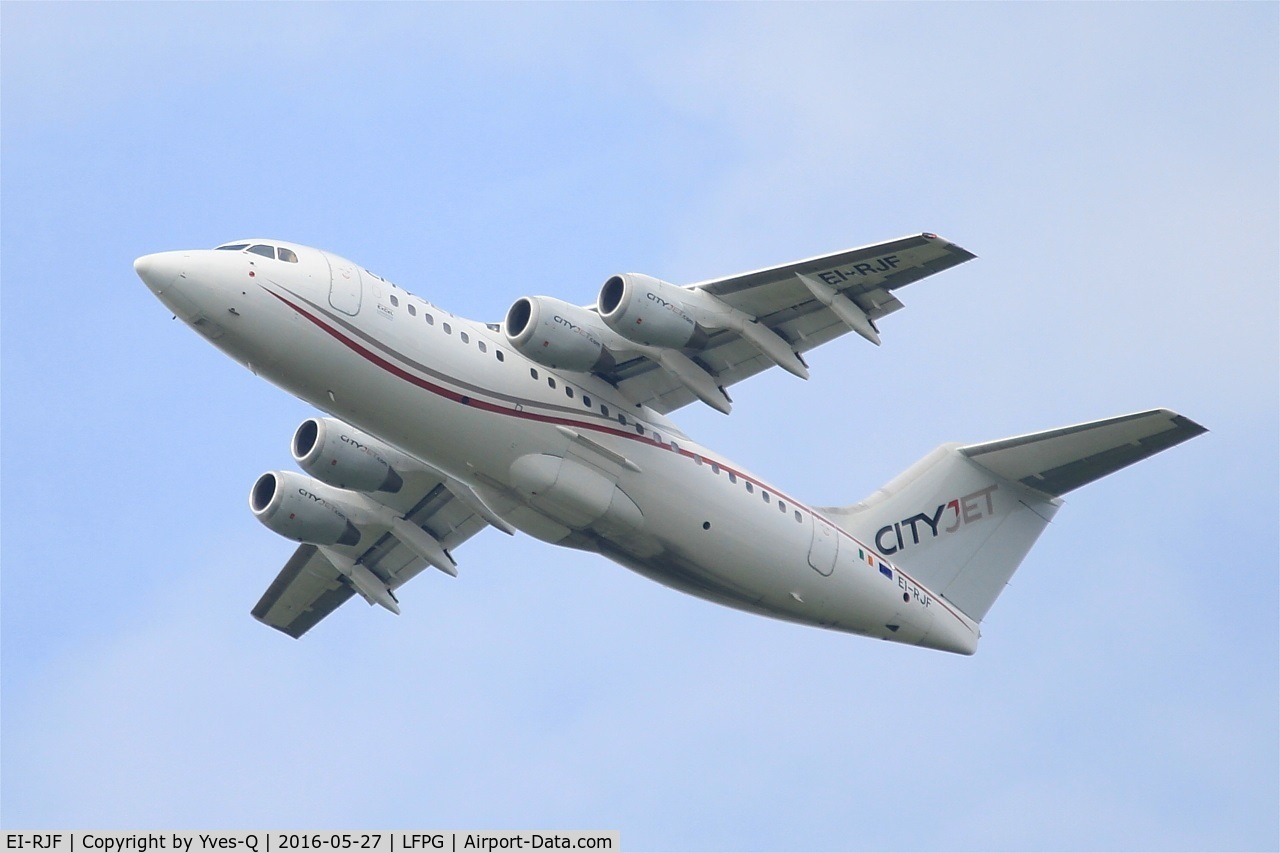 EI-RJF, 1998 British Aerospace Avro 146-RJ85A C/N E2337, British Aerospace RJ85A, Take off rwy 27L, Roissy Charles De Gaulle airport (LFPG-CDG)