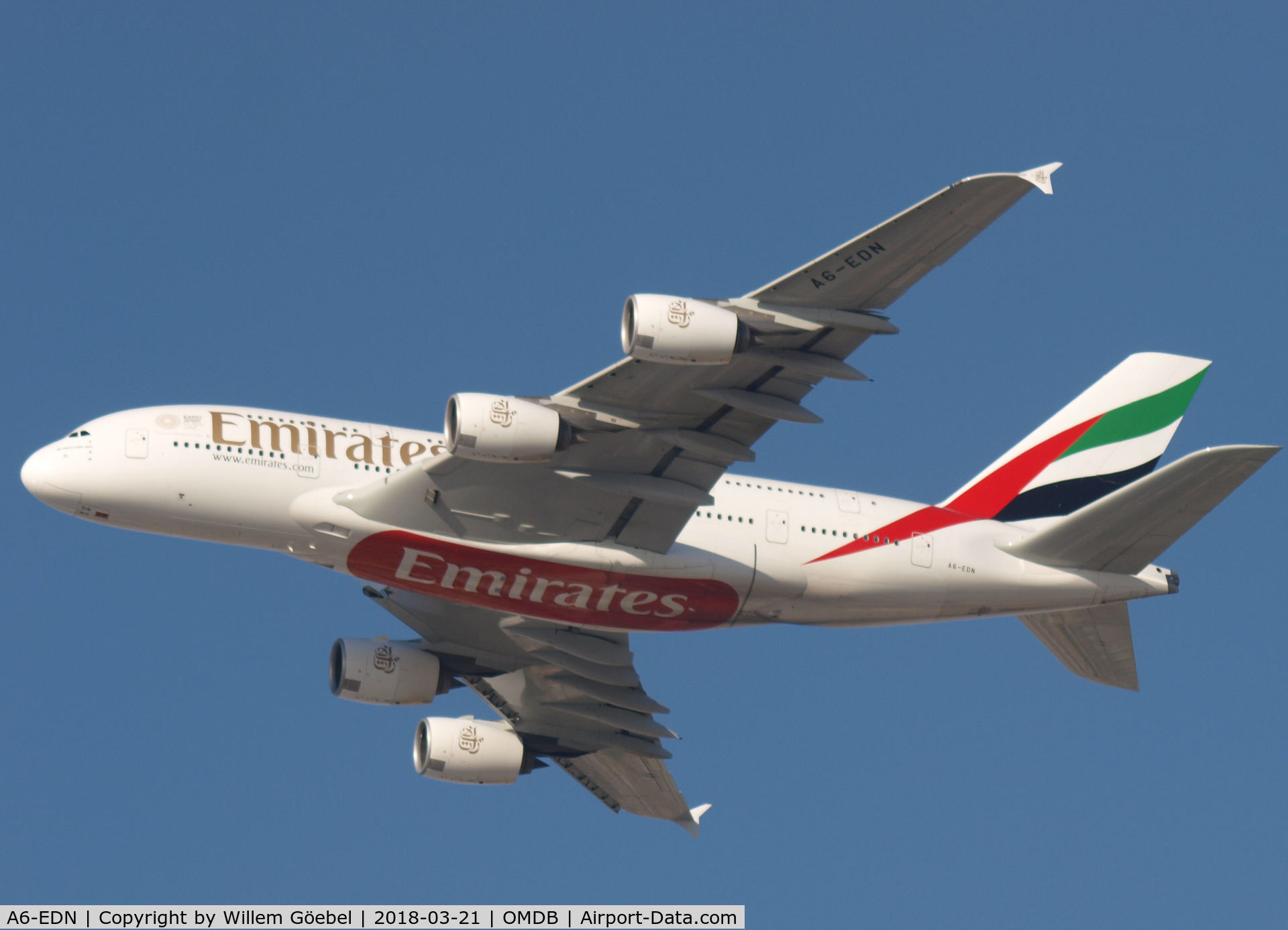 A6-EDN, 2010 Airbus A380-861 C/N 056, Take off from DUBAI INTERNATIONAL Airport