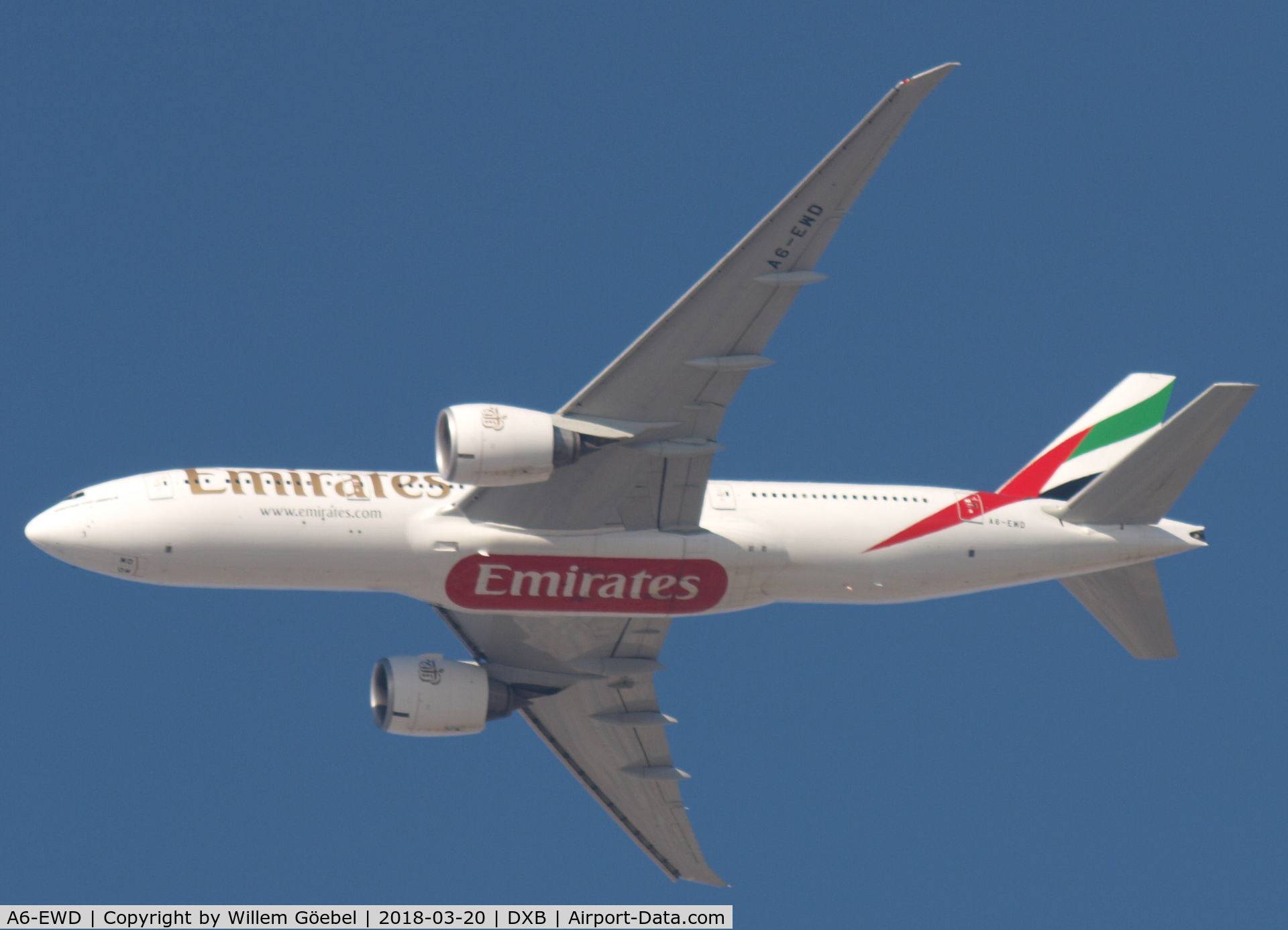 A6-EWD, 2007 Boeing 777-21H/LR C/N 35577, Take off from DUBAI INTERNATIONAL Airport