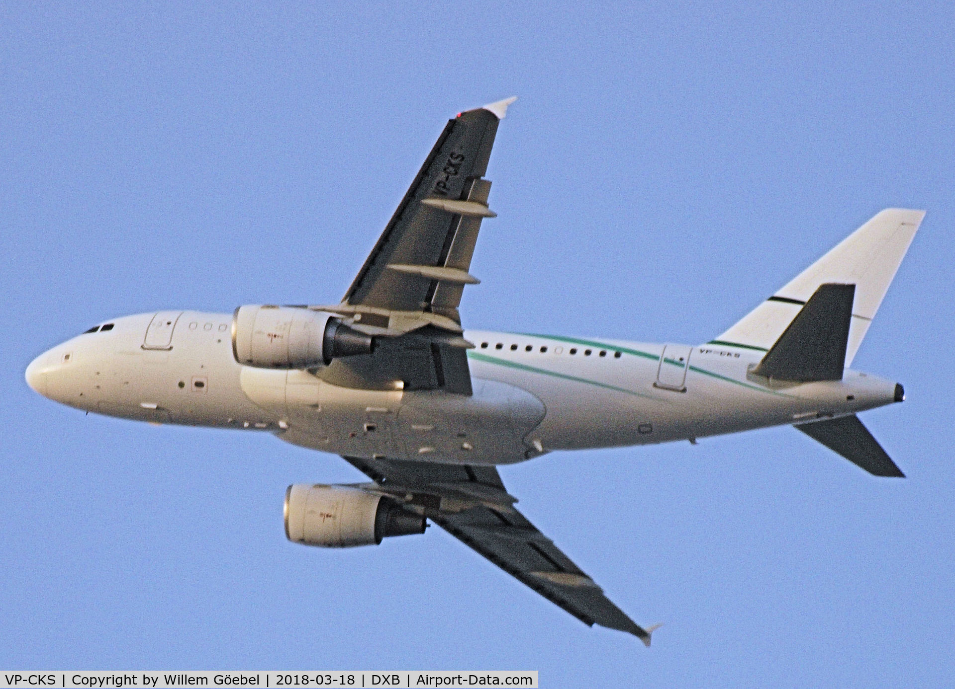 VP-CKS, 2007 Airbus A318-112CJ Elite C/N 3238, Take off from DUBAI INTERNATIONAL Airport