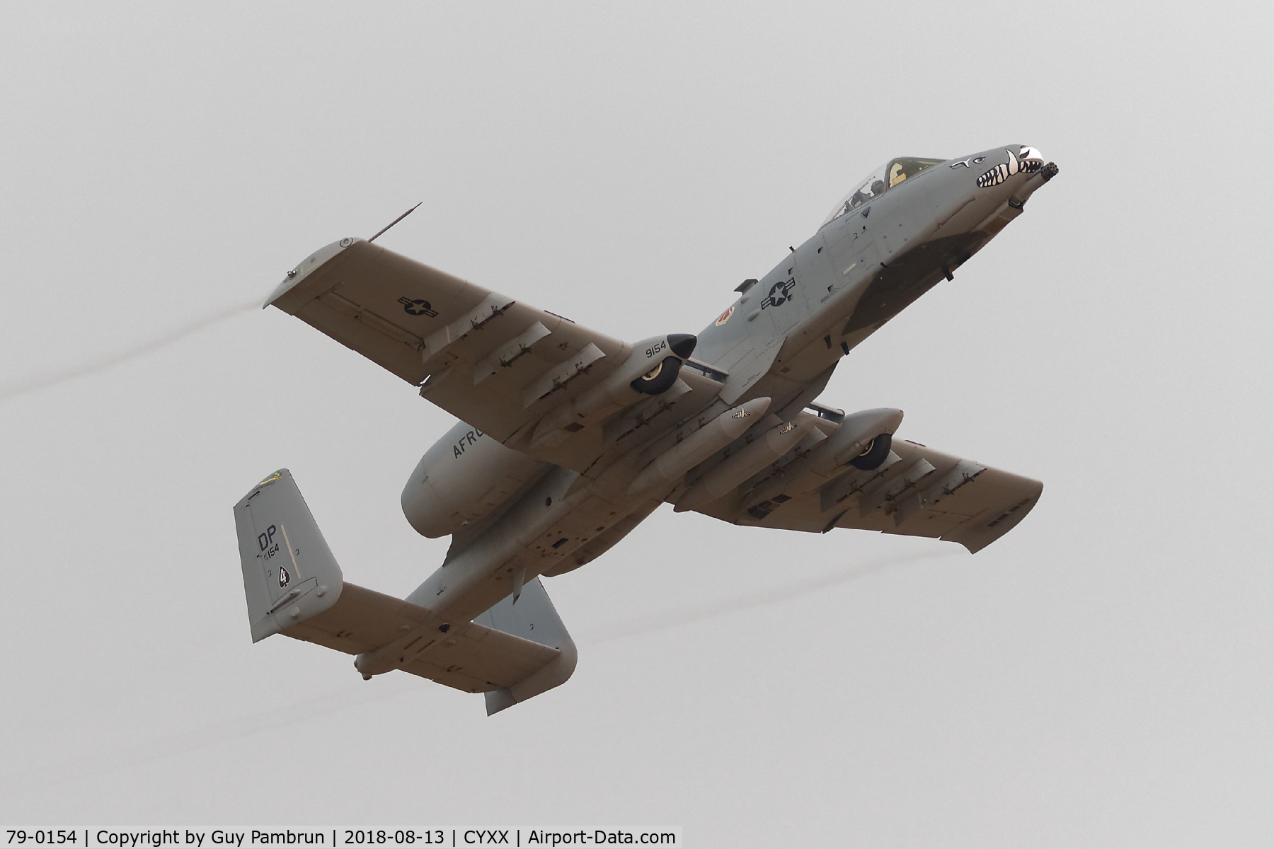 79-0154, 1979 Fairchild Republic A-10A Thunderbolt II C/N A10-0418, Departing CYXX on a smokey foggy morning.