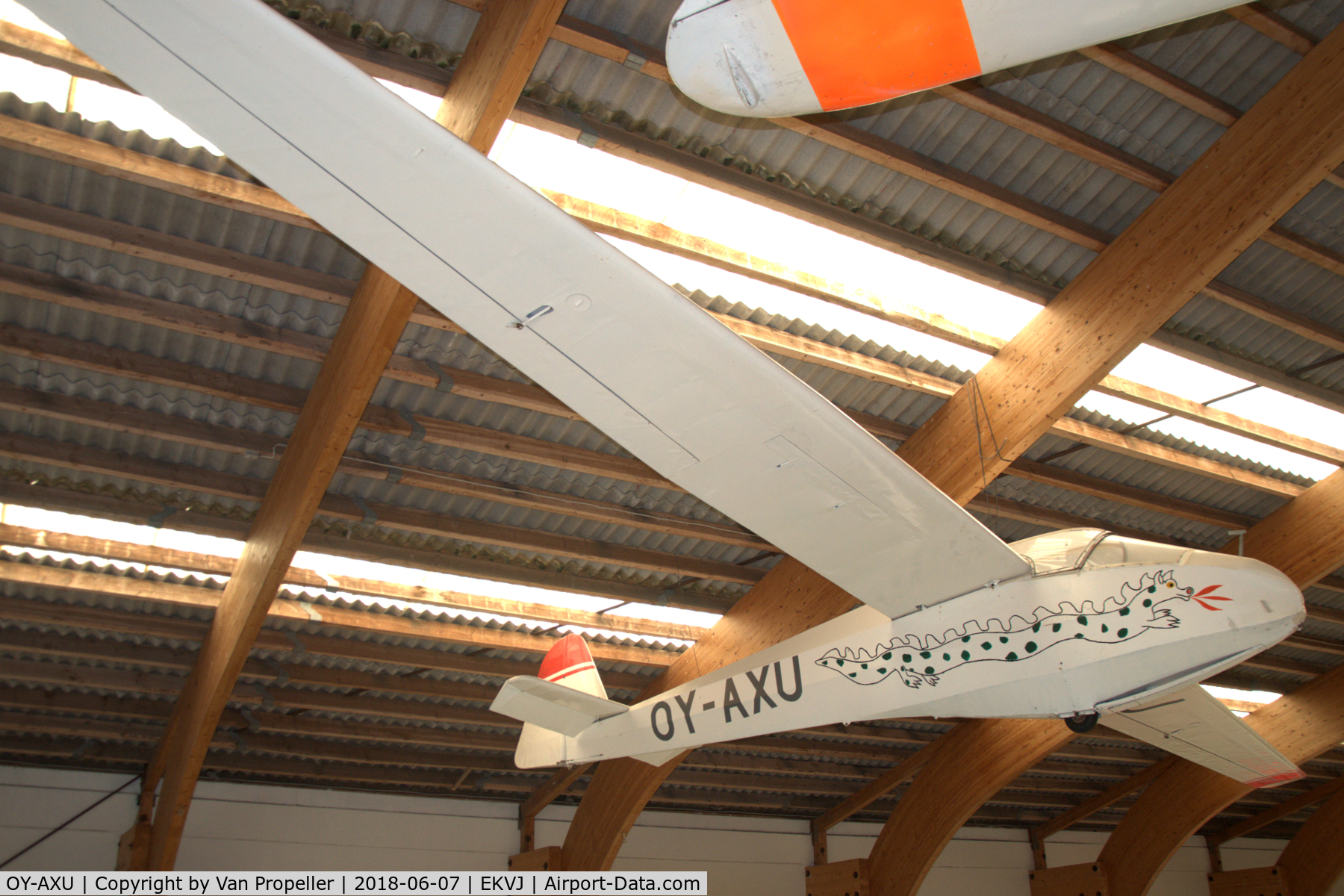 OY-AXU, 1953 Scheibe Spatz B C/N 524, Scheibe Spatz B glider in Danmarks Flymuseum at Stauning airport