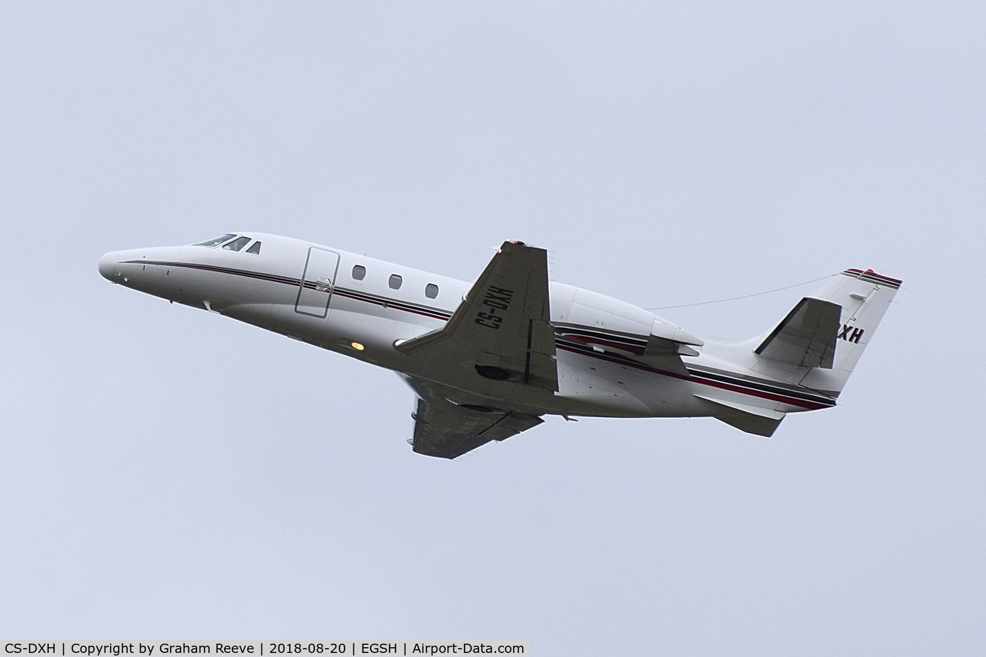 CS-DXH, 2006 Cessna Citation XLS C/N 560-5615, Departing from Norwich.