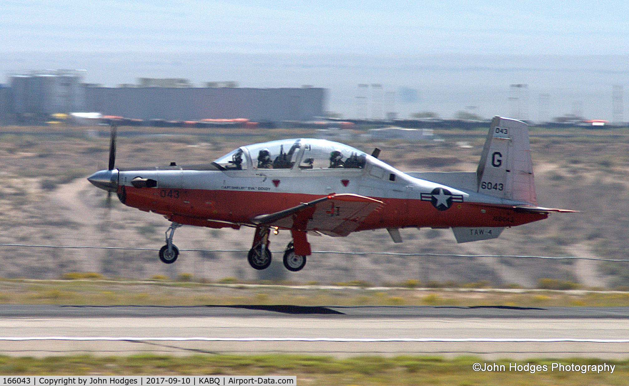 166043, Raytheon Beech T-6B C/N PN-34, Landing at KABQ