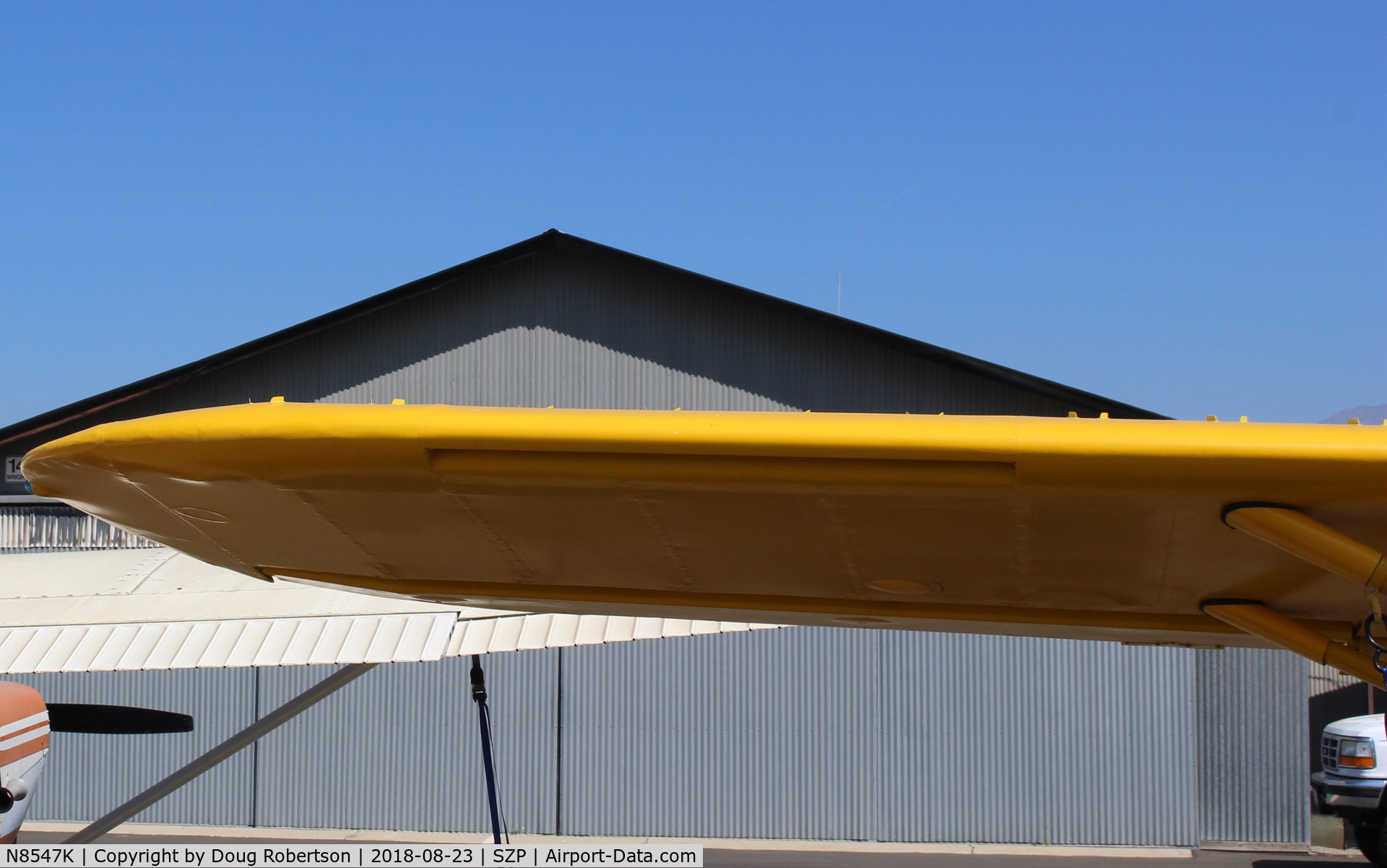 N8547K, 1947 Stinson 108 Voyager C/N 108-1547, 1947 Stinson 108 VOYAGER, Franklin 6A4150 150 Hp, wing Micro vortex generators closeup