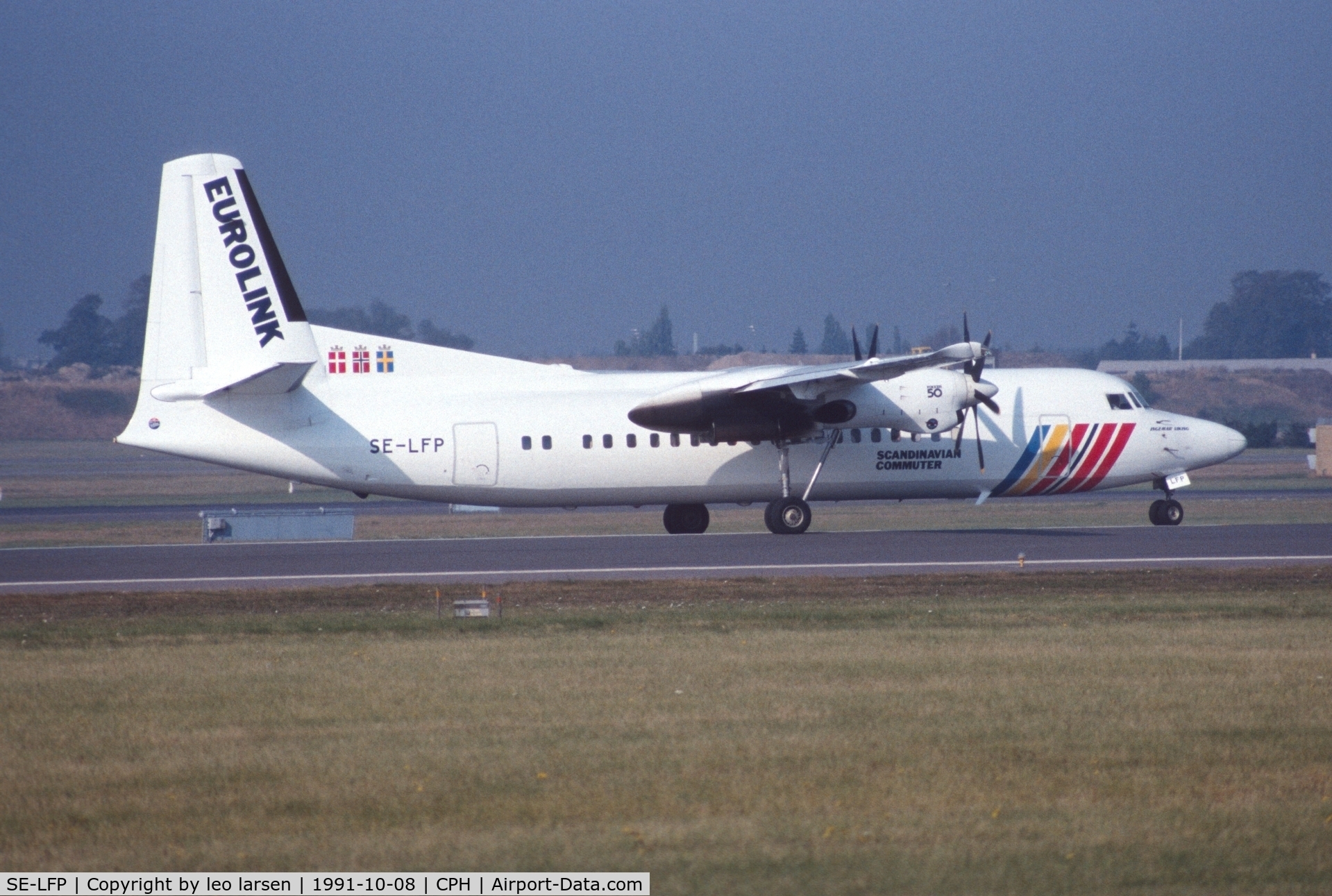 SE-LFP, 1990 Fokker 50 C/N 20199, Copenhagen 8.10.1991