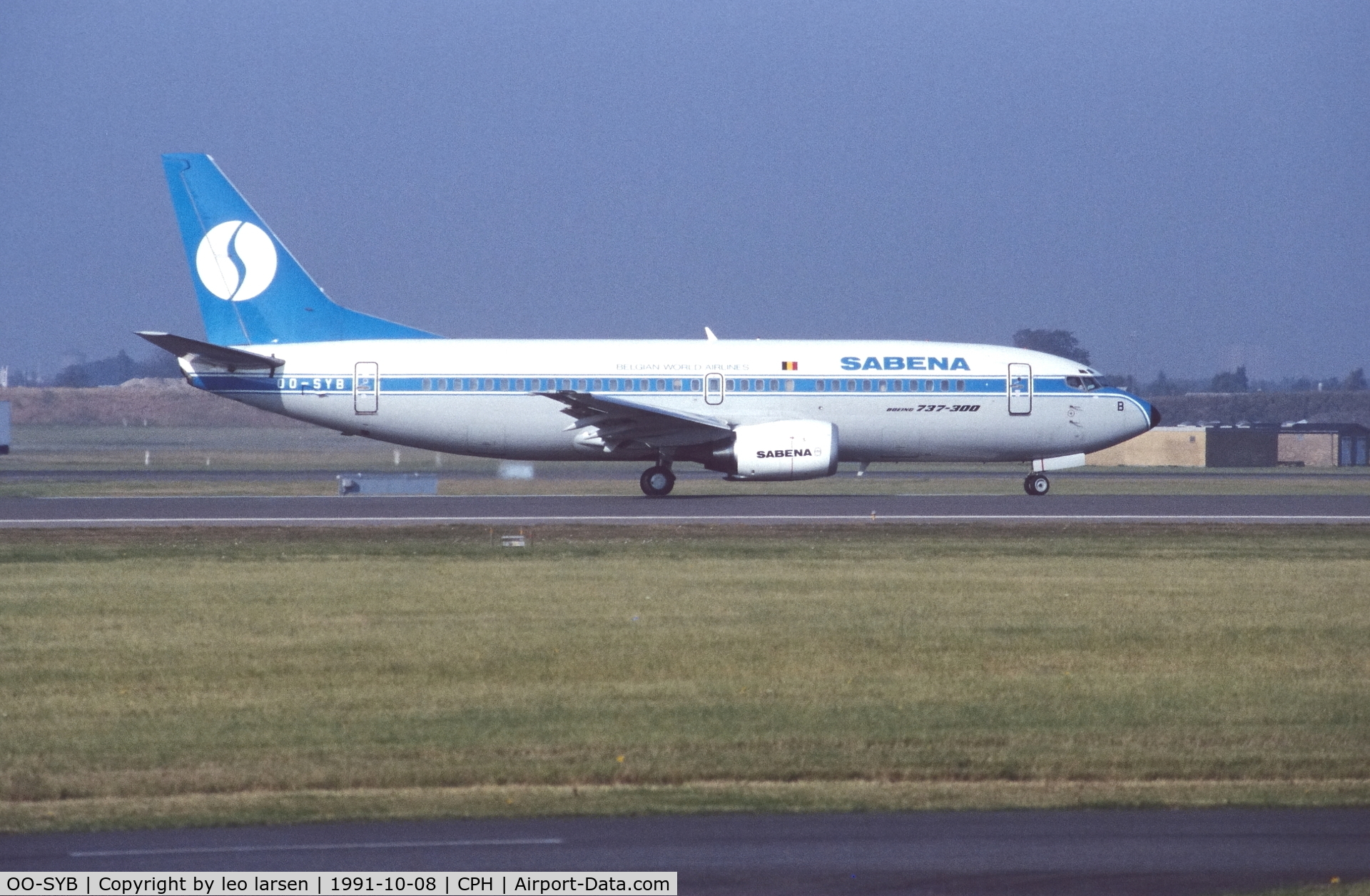 OO-SYB, 1989 Boeing 737-329 C/N 24356, Copenhagen 8.10.1991