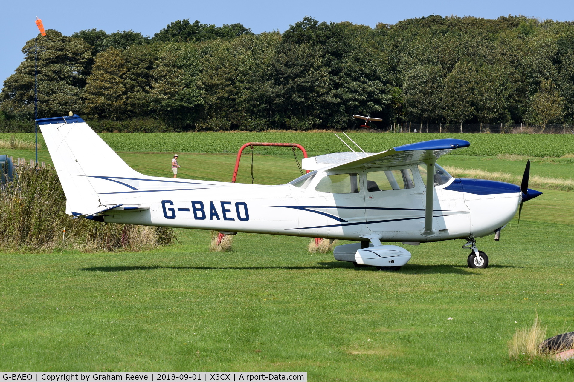 G-BAEO, 1973 Reims F172M Skyhawk Skyhawk C/N 0911, parked at Northrepps.