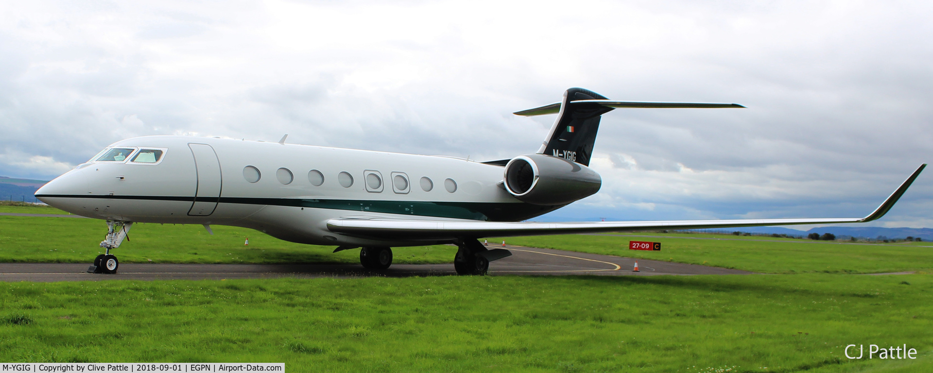 M-YGIG, 2017 Gulfstream G-VI (G650ER) C/N 6305, Parked on the 'Alpha' Taxiway at Dundee