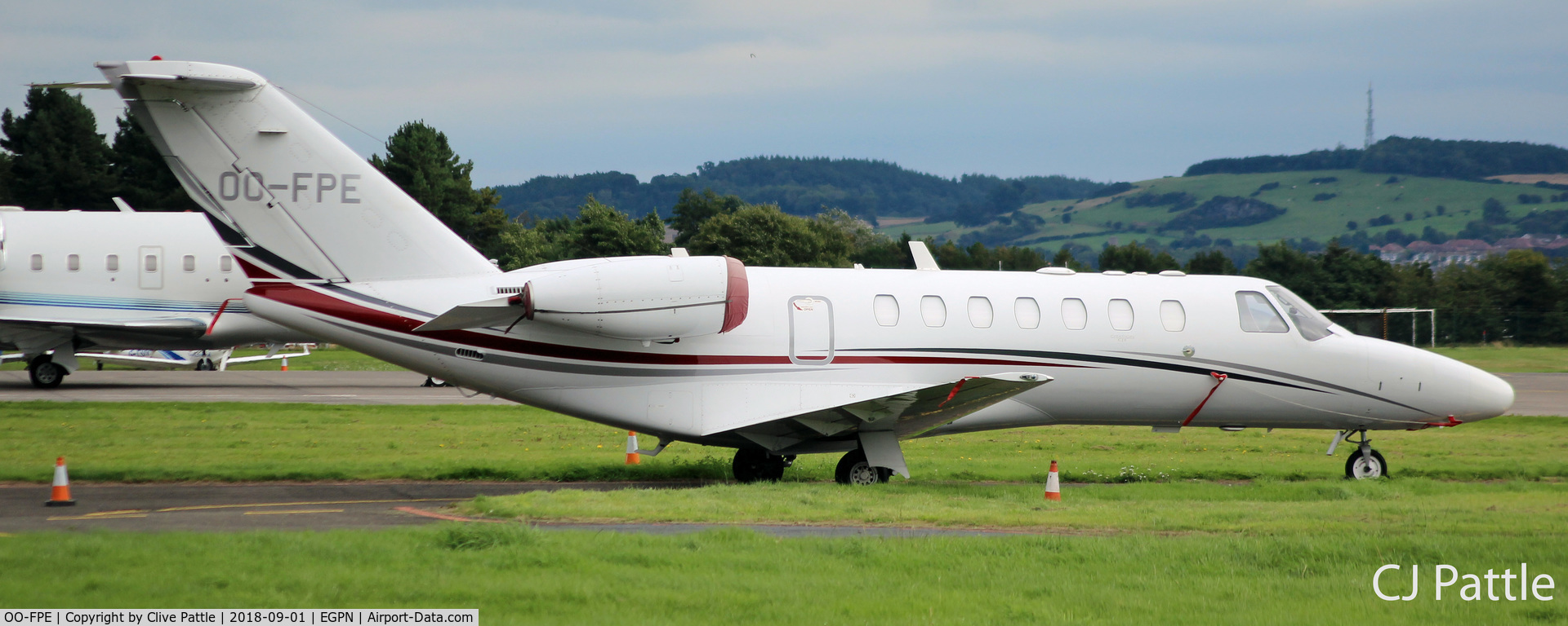 OO-FPE, 2007 Cessna 525B CitationJet CJ3 C/N 525B-0158, Parked at Dundee
