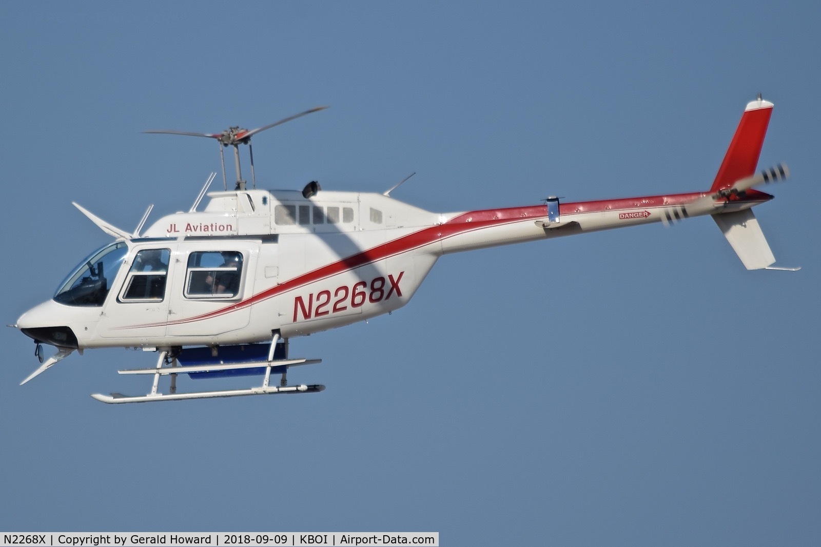 N2268X, Bell 206B JetRanger III C/N 3607, Departing BOI.