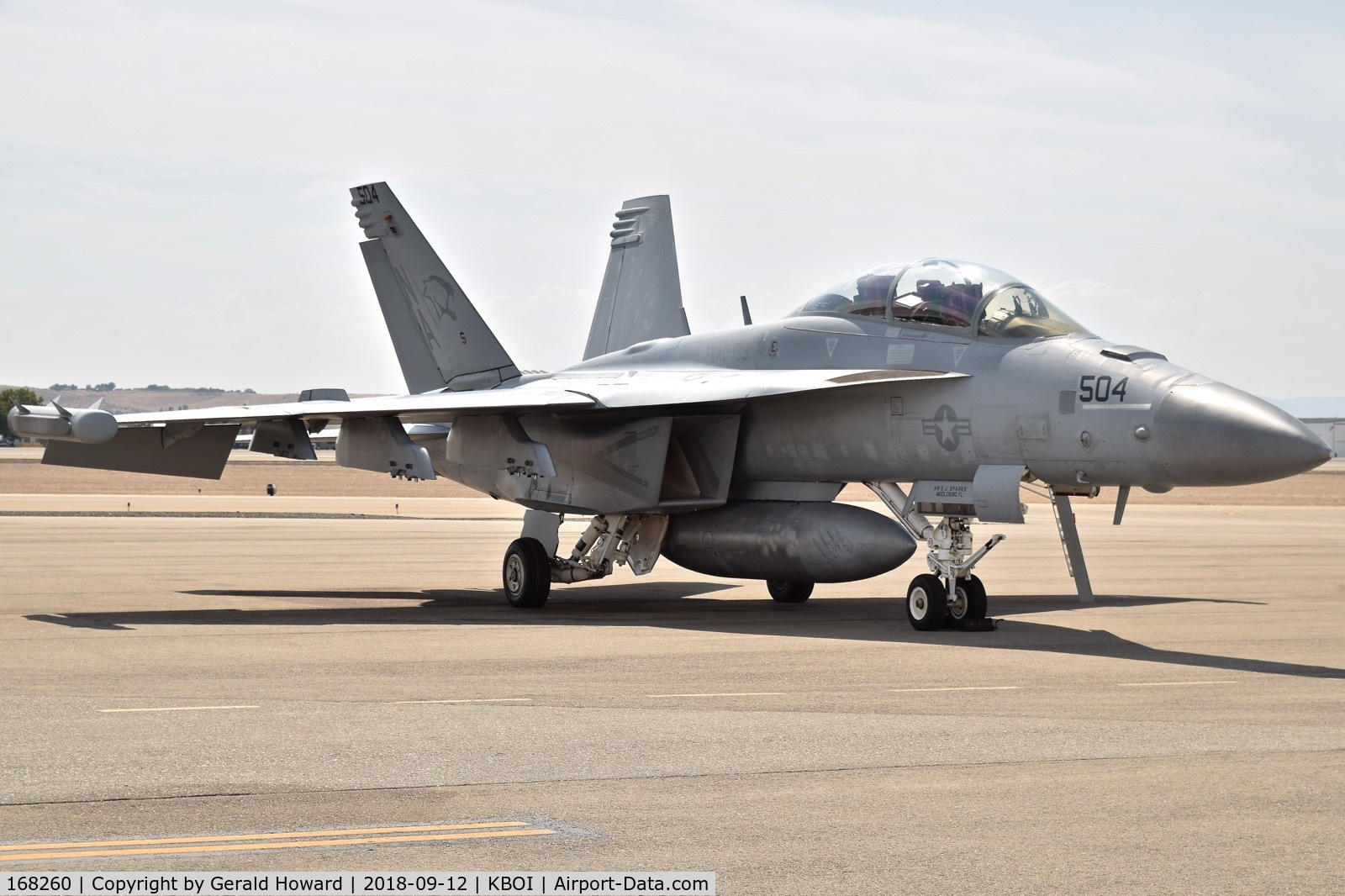 168260, Boeing EA-18G Growler C/N G-42, Parked on the north GA ramp. VAQ-139 
