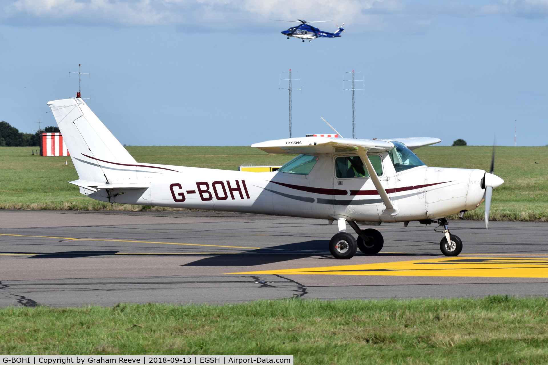 G-BOHI, 1978 Cessna 152 C/N 15281241, Departing from Norwich.