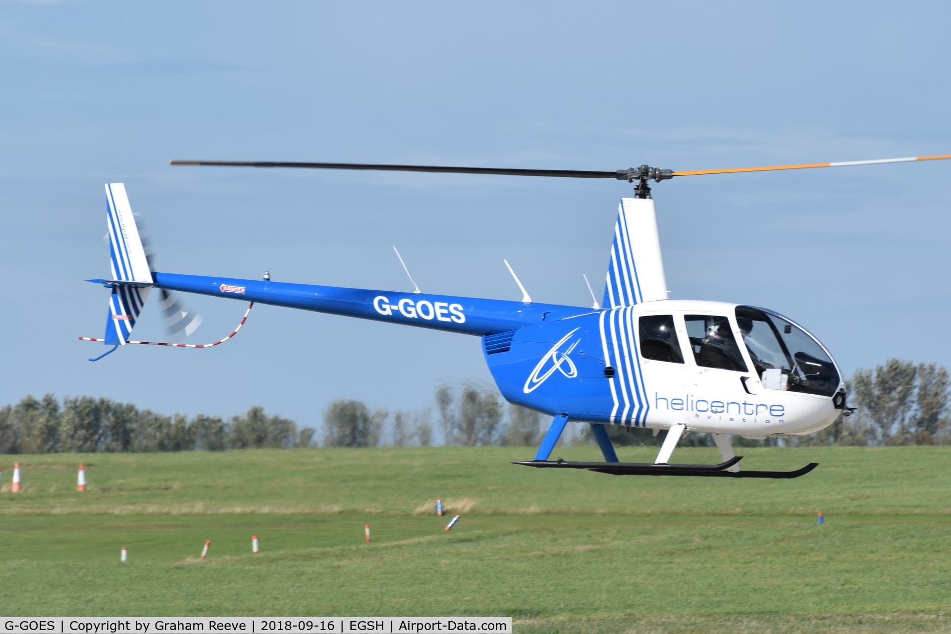 G-GOES, 2005 Robinson R44 Raven II C/N 10942, Departing from Norwich.