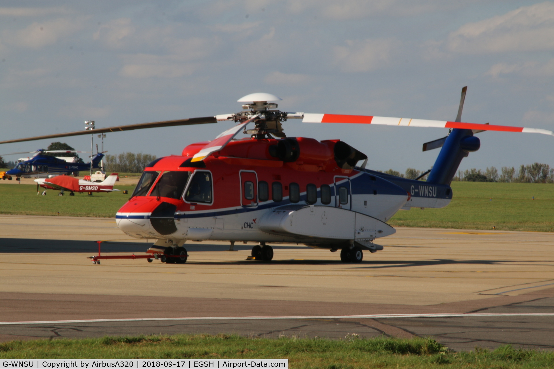 G-WNSU, 2014 Sikorsky S-92A C/N 920229, Parked on the Saxon Ramp