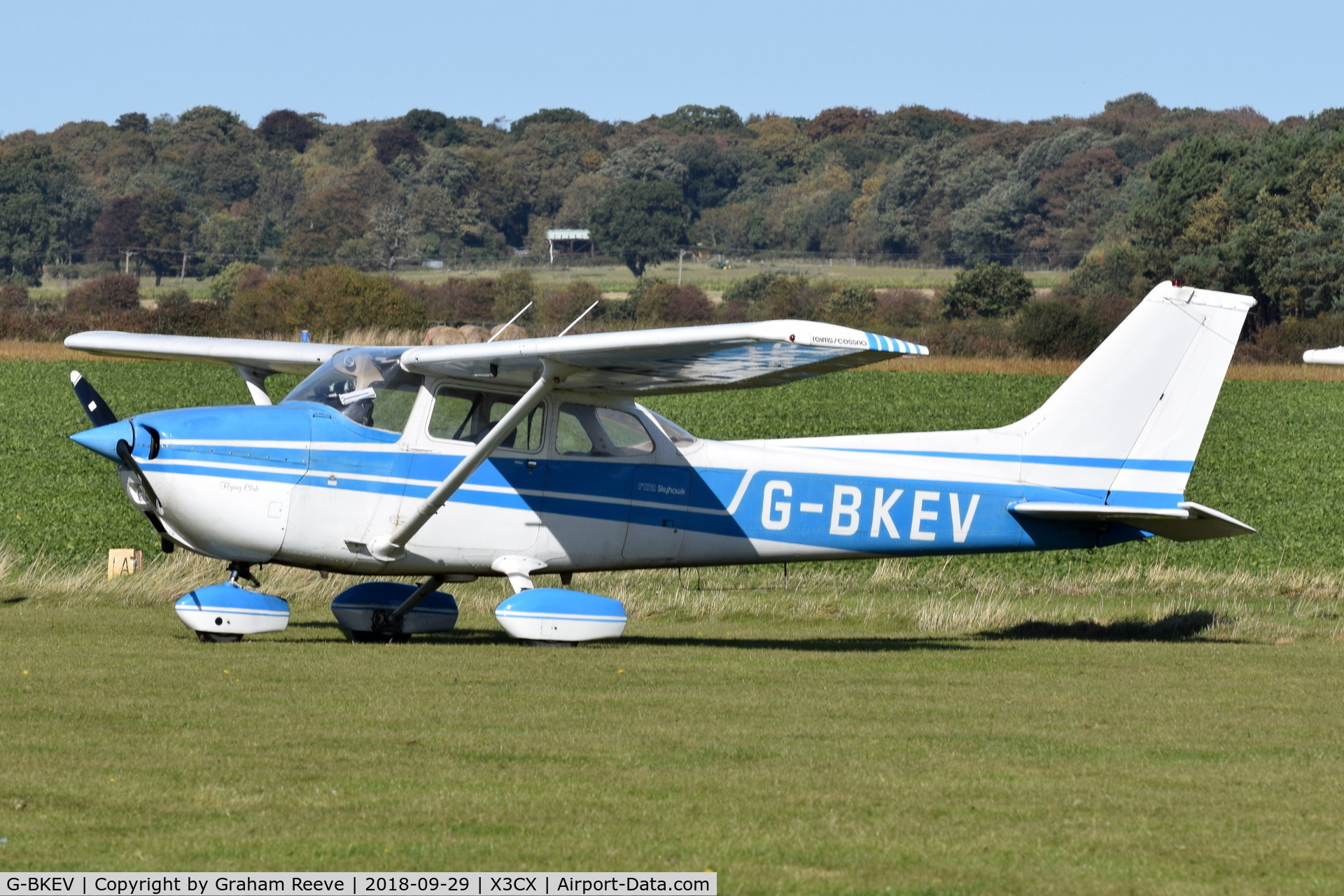 G-BKEV, 1976 Reims F172M Skyhawk Skyhawk C/N 1443, Parked at Northrepps.