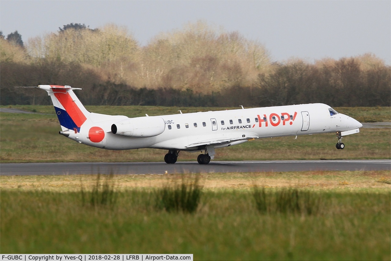 F-GUBC, 2002 Embraer ERJ-145LR (EMB-145LR) C/N 145556, Embraer ERJ-145LR, Take off rwy 07R, Brest-Bretagne airport (LFRB-BES)