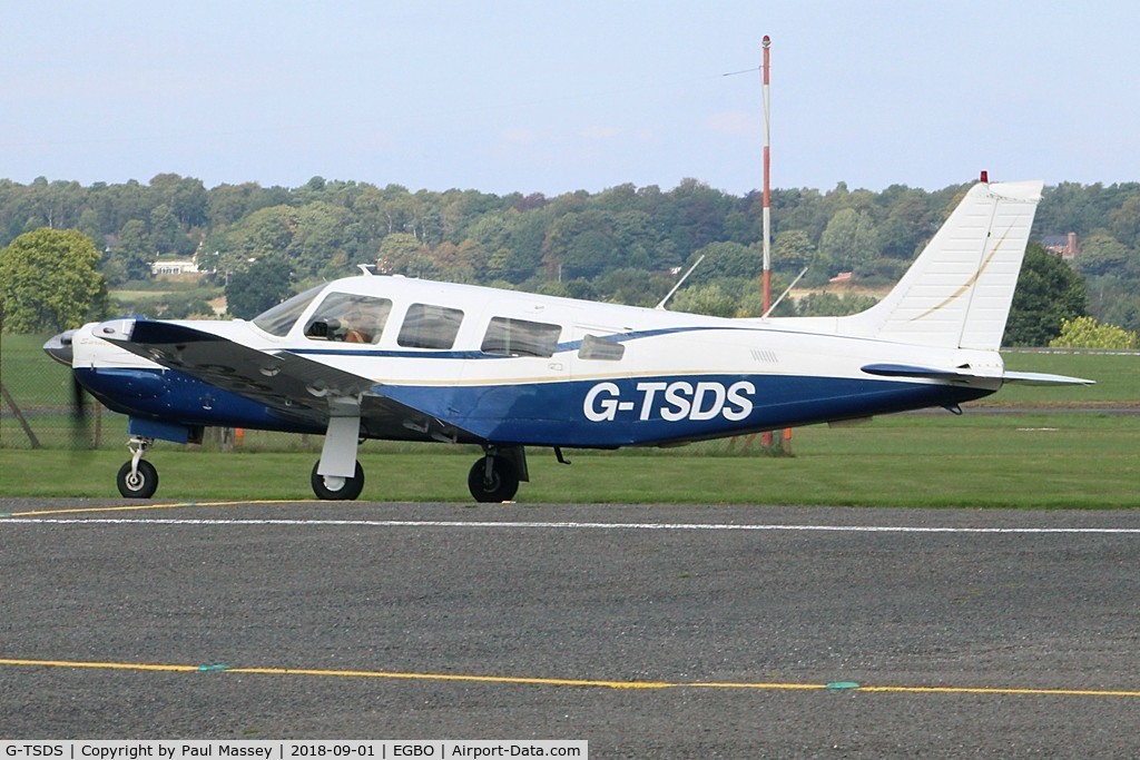 G-TSDS, 1980 Piper PA-32R-301 Saratoga SP C/N 32R-8013132, Visiting Aircraft. Ex:-N145AV,EC-HHM,G-TRIP,G-HOSK,PH-WET,OO-HKN,N8261X.