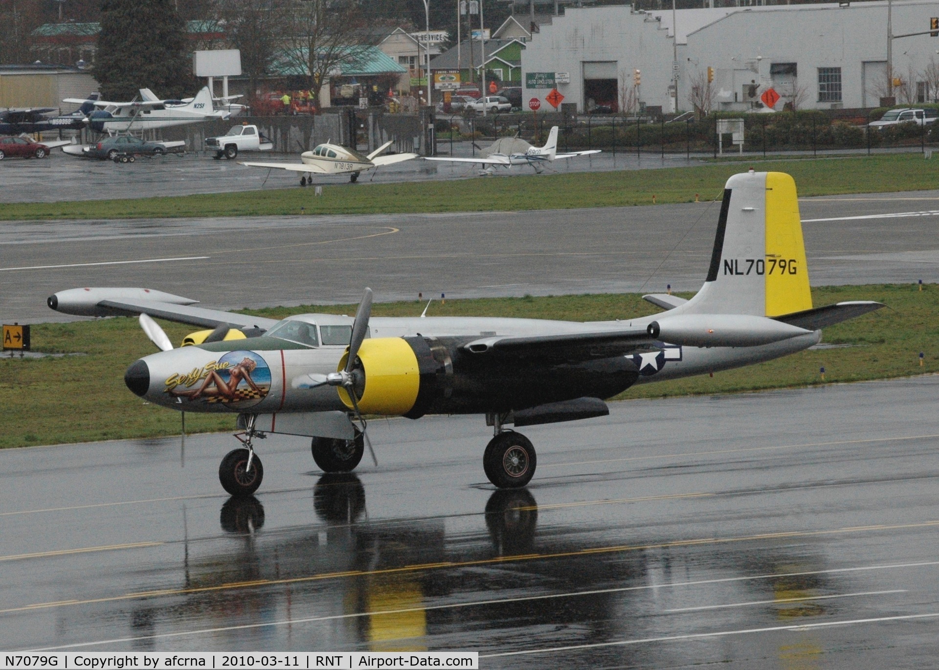 N7079G, 1946 Douglas A-26C Invader C/N 28841, RAINY DAY IN SEATTLE!