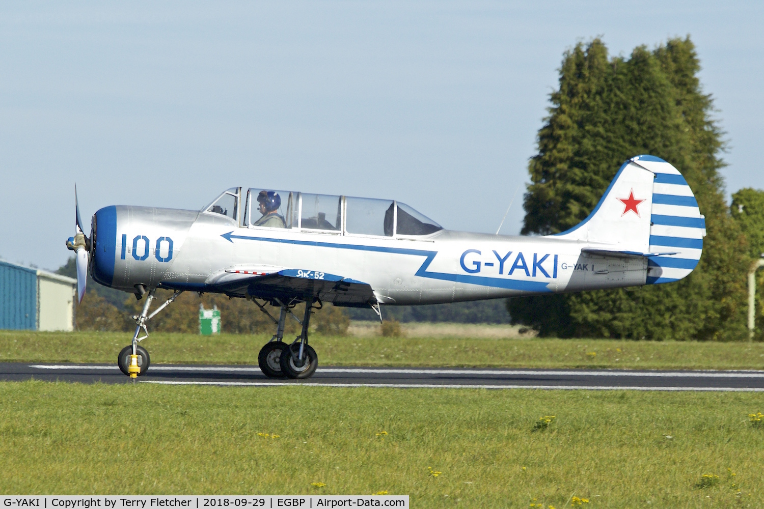 G-YAKI, 1986 Bacau Yak-52 C/N 866904, During 2018 Cotswold Revival at Kemble