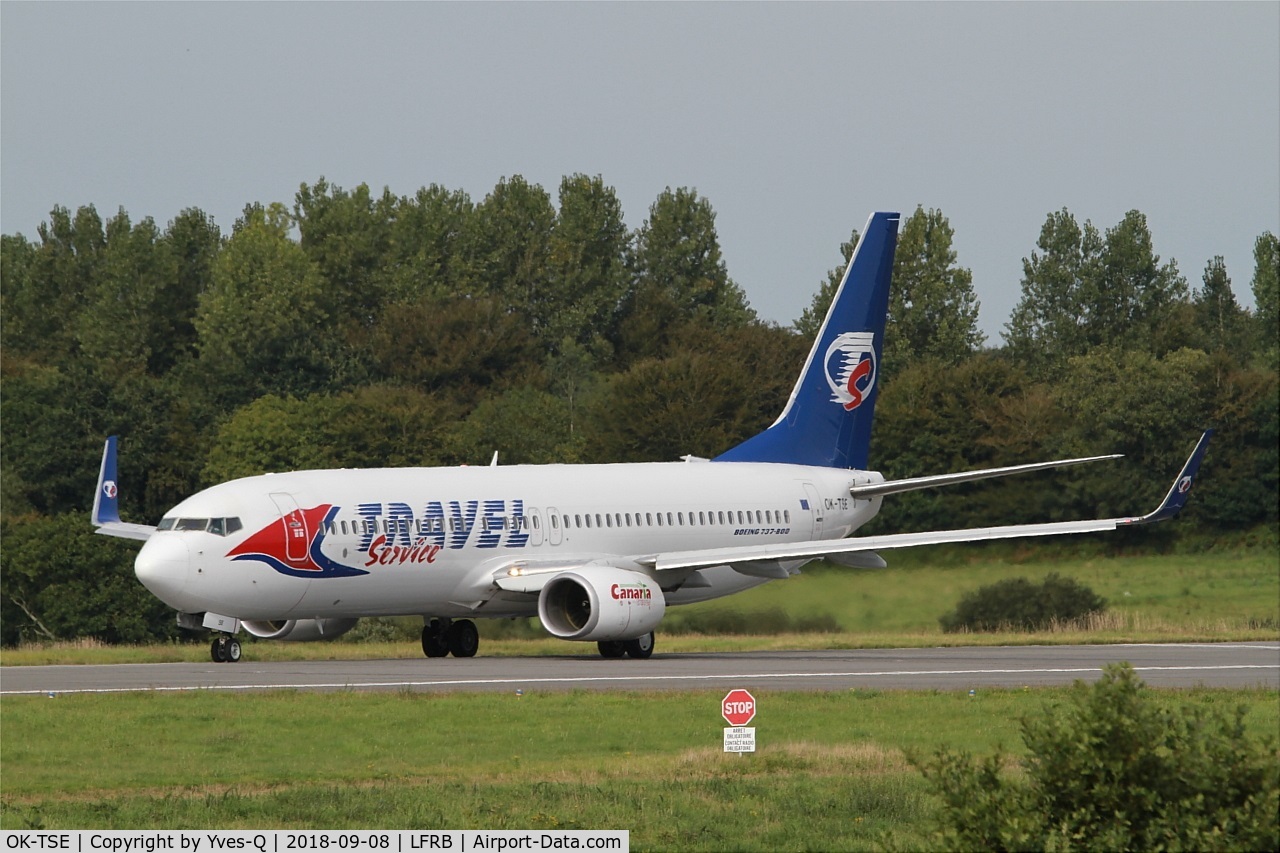 OK-TSE, 2014 Boeing 737-81D C/N 39437, Boeing 737-81D, Ready to take off rwy 25L, Brest-Bretagne airport (LFRB-BES)