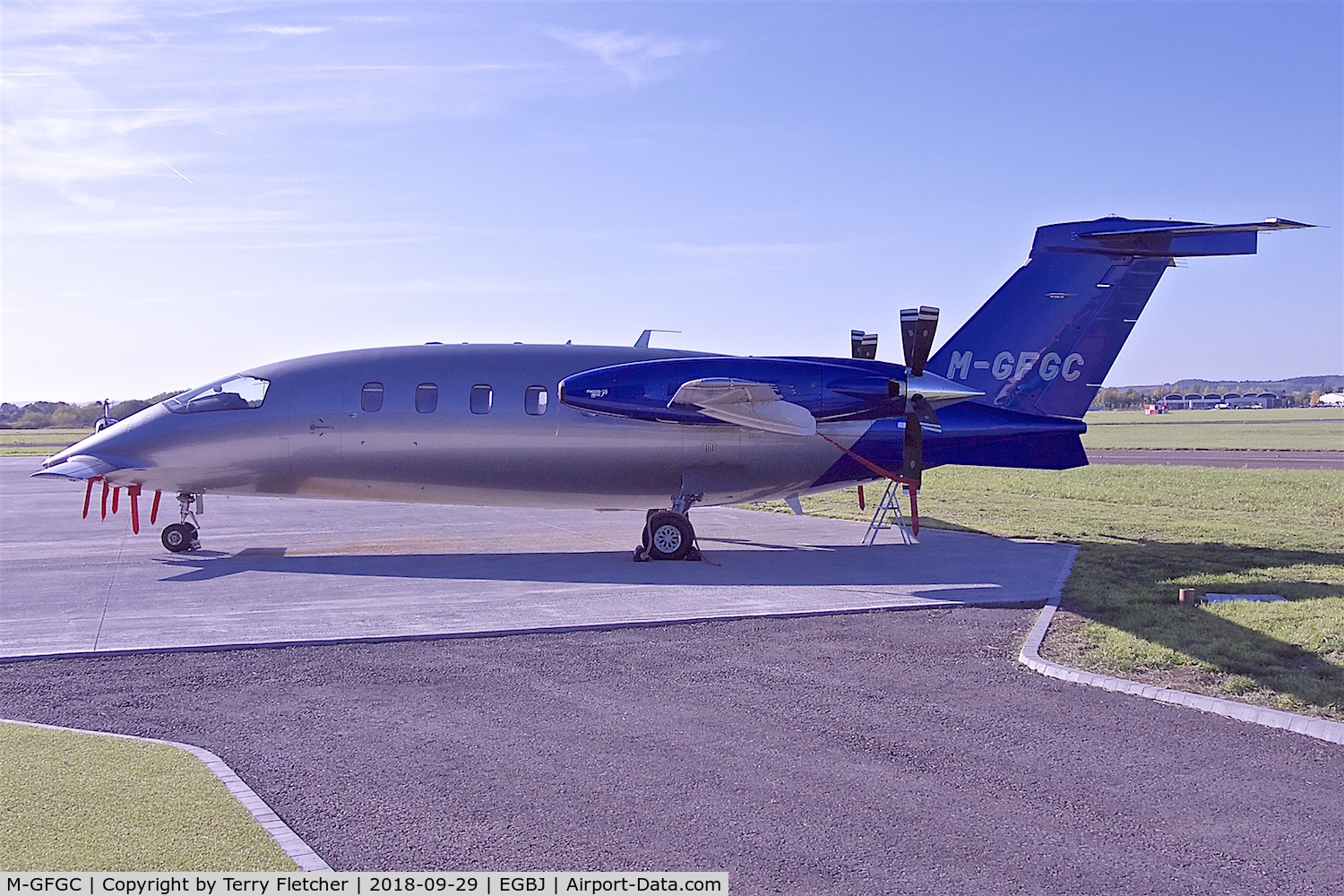 M-GFGC, 2012 Piaggio P-180 Avanti II C/N 1231, At Staverton Airport - formerly on the Chinese Register as B-8312