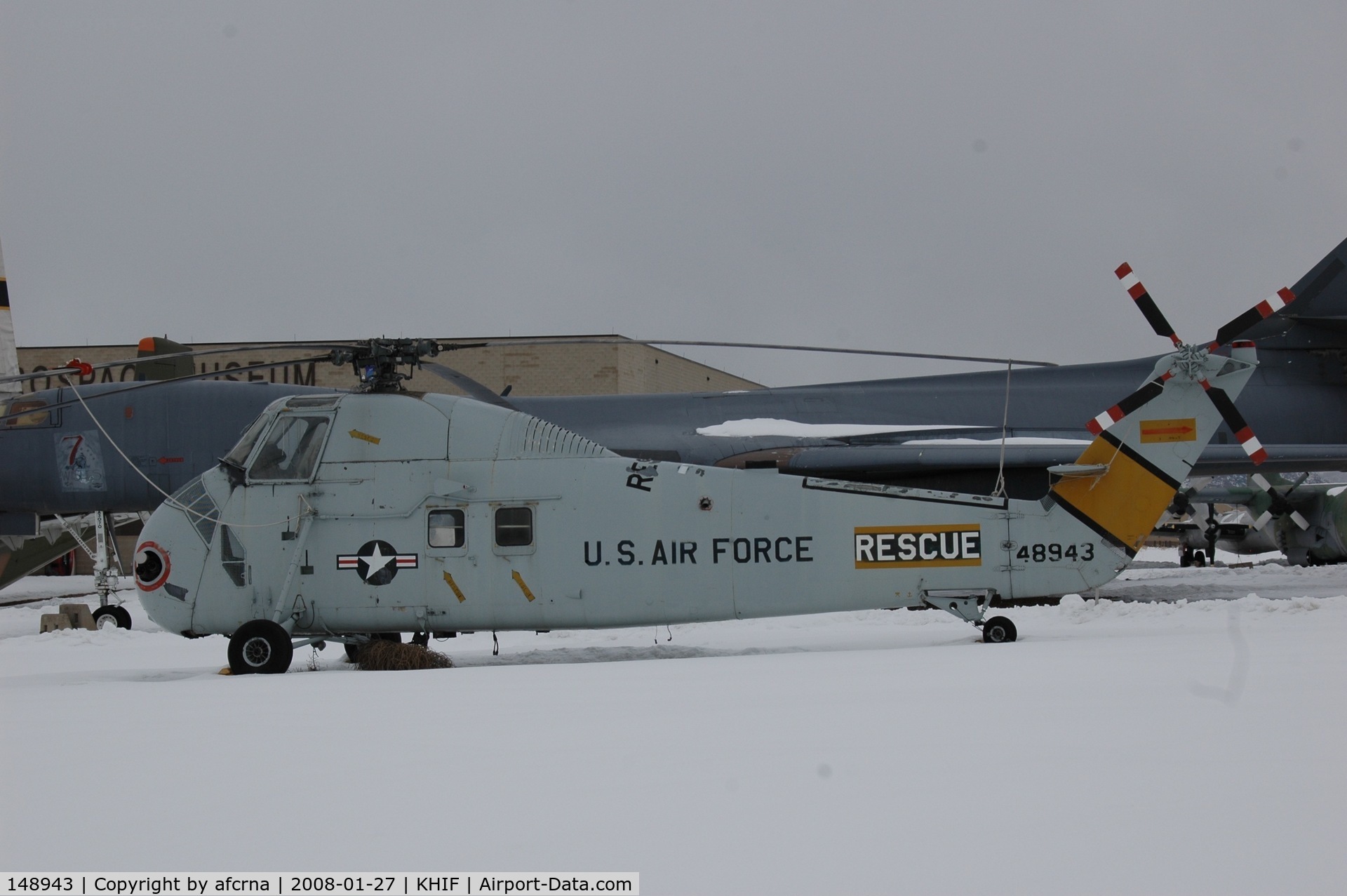 148943, 1958 Sikorsky SH-34J Seabat C/N 58-1327, IN THE SNOW, PRIOR TO MOVE TO MARCH AFB