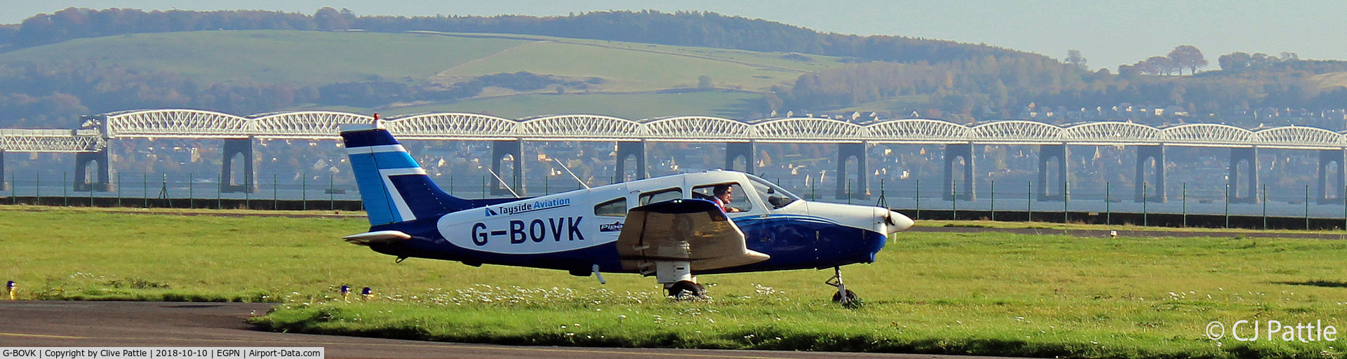 G-BOVK, 1985 Piper PA-28-161 Cherokee Warrior II C/N 28-8516061, Holding for Rwy access at Dundee