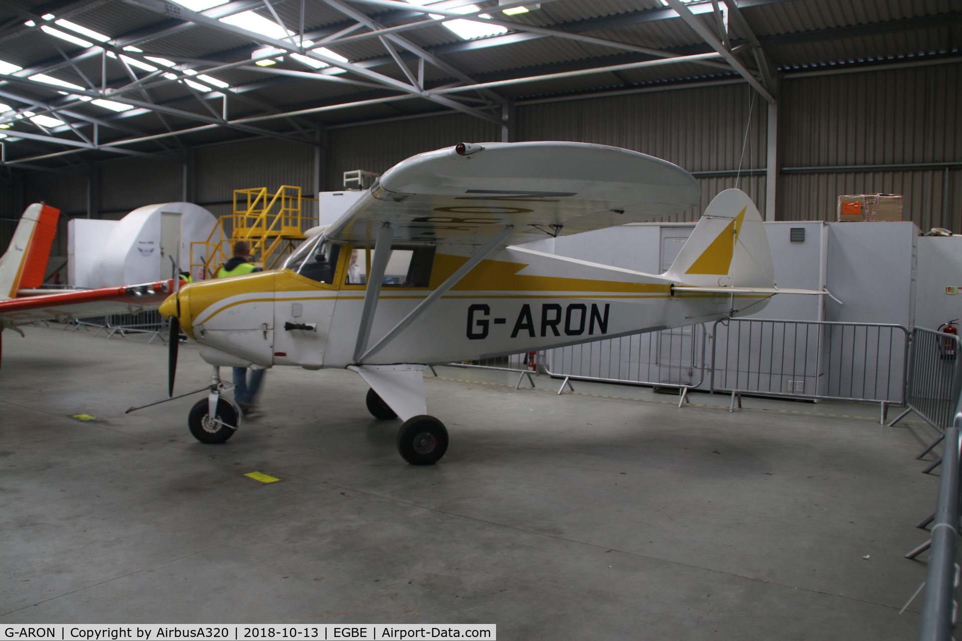 G-ARON, 1961 Piper PA-22-108 Colt Colt C/N 22-8822, Seen parked inside hangar