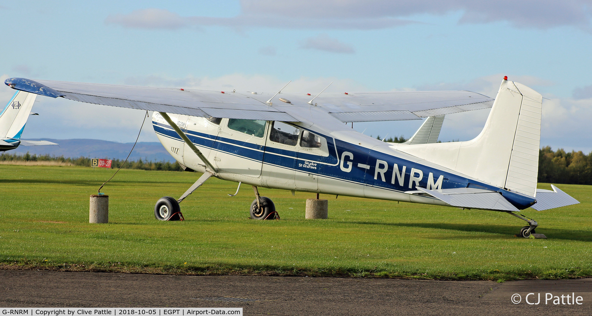 G-RNRM, 1974 Cessna A185F Skywagon 185 C/N 185-02541, Sitting at Perth engineless