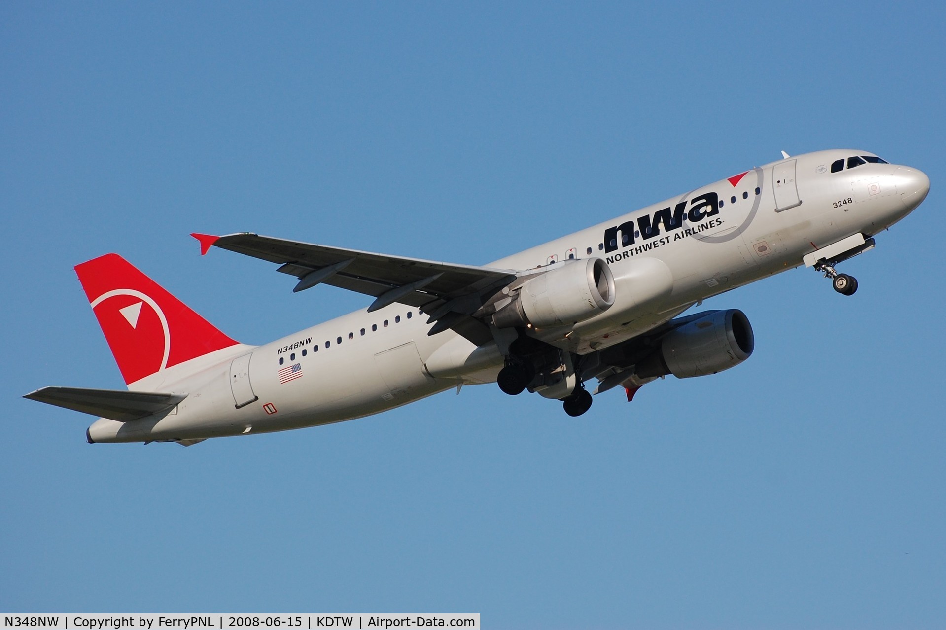 N348NW, 1993 Airbus A320-212 C/N 410, Departure of NWA A320