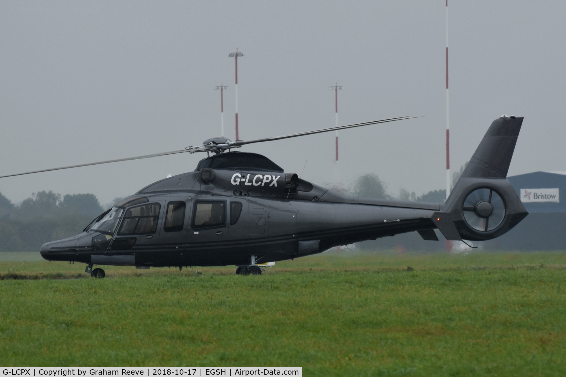 G-LCPX, 2006 Eurocopter EC-155B-1 C/N 6748, Departing from Norwich on a murky afternoon.