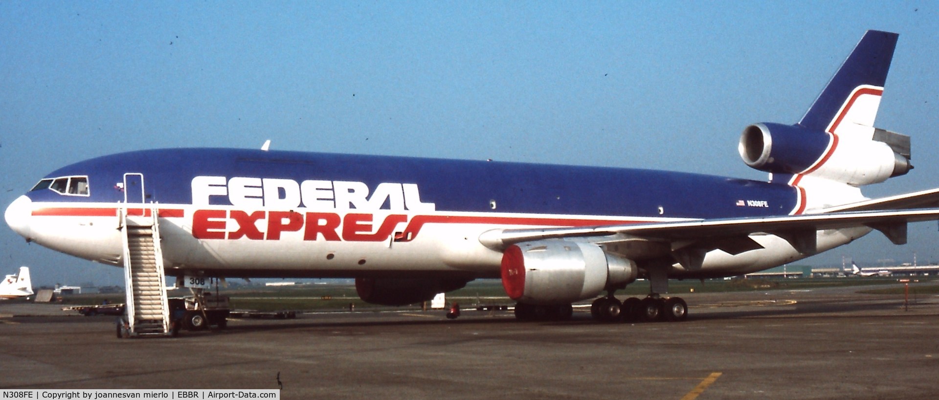 N308FE, 1986 McDonnell Douglas MD-10-30F C/N 48297, BRUSSELS FEDEX HUB '90s