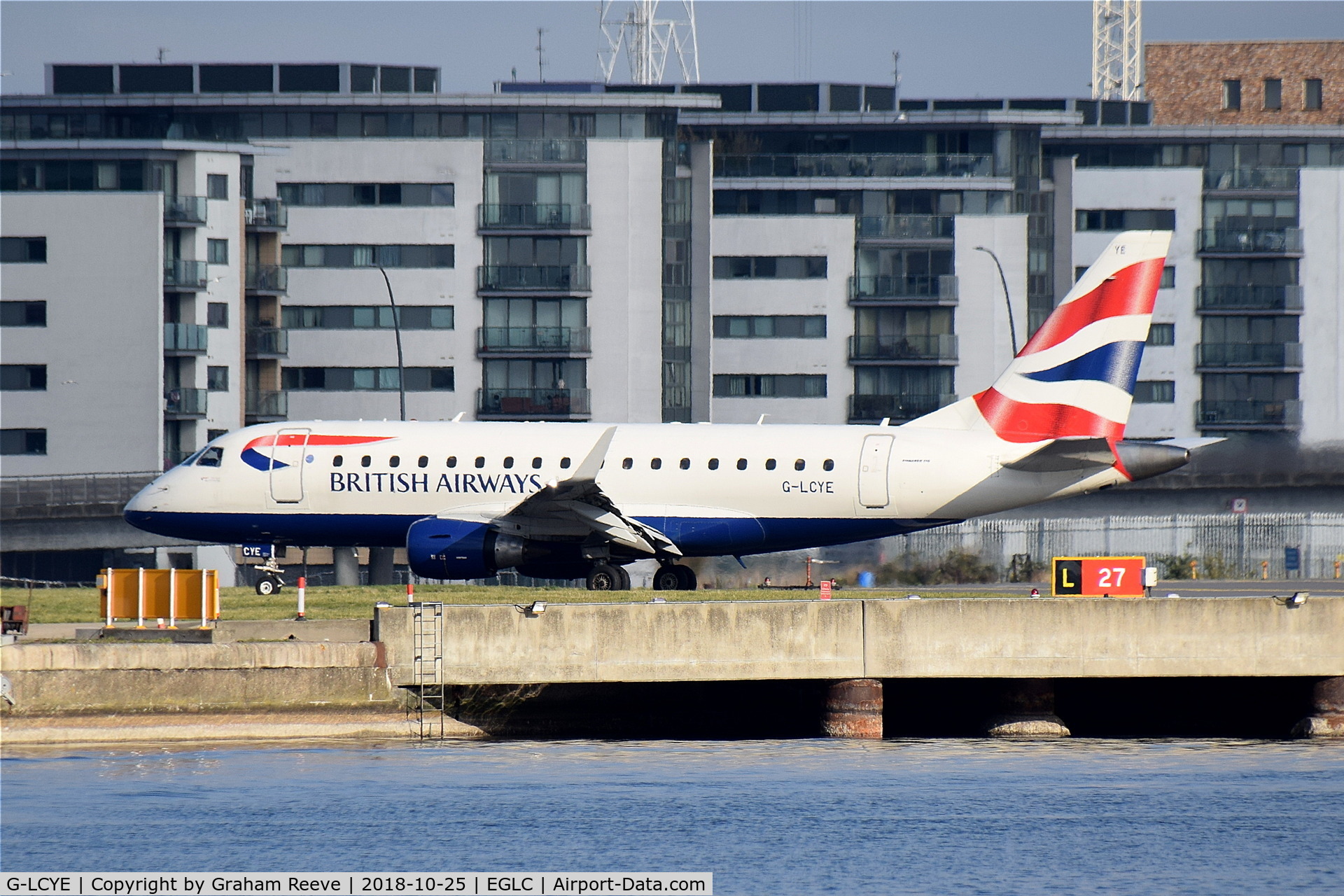 G-LCYE, 2009 Embraer ERJ-170-100STD C/N 17000296, About to depart from London City Airport.
