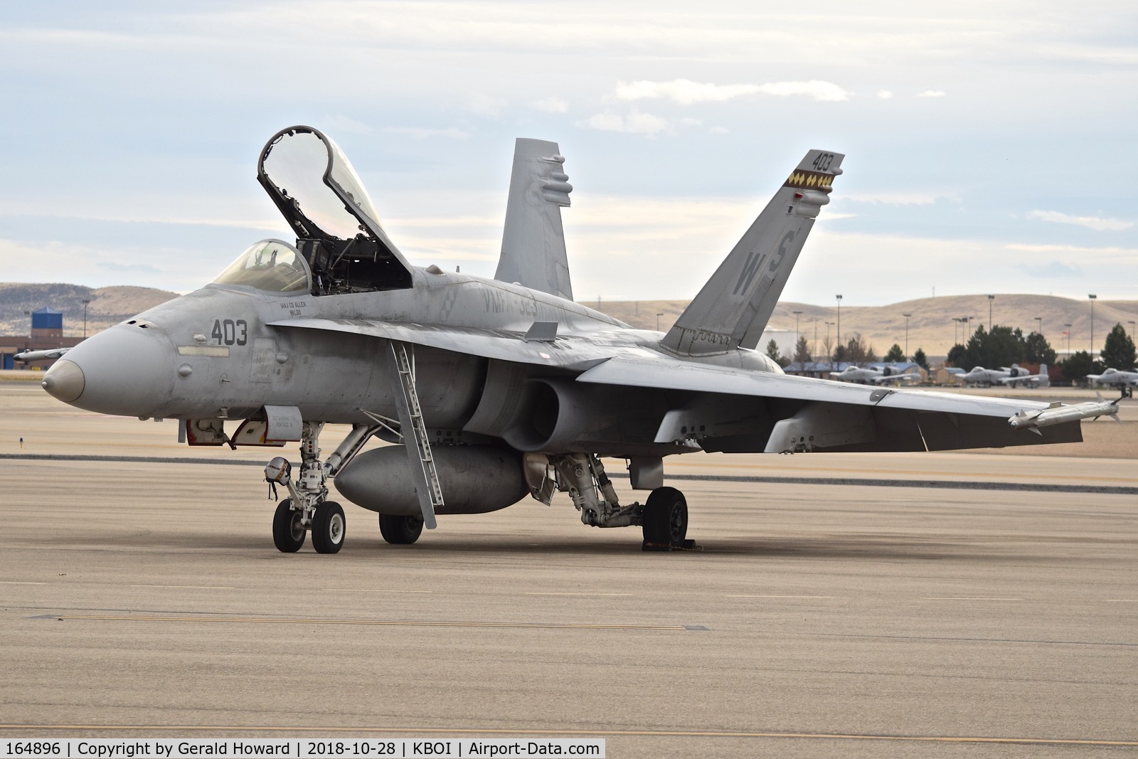 164896, McDonnell Douglas F/A-18C Hornet C/N 1228/C357, Parked on the north GA ramp.  VMFA-323 