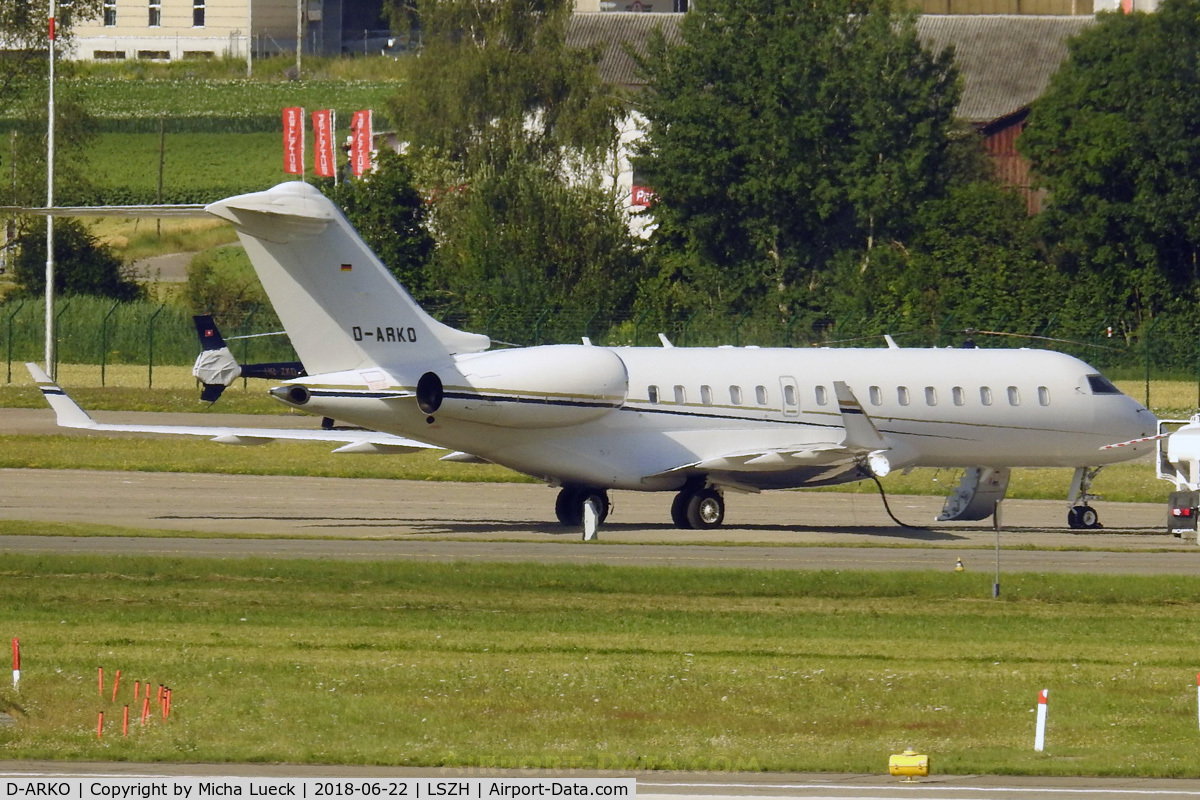 D-ARKO, 2009 Bombardier BD-700-1A10 Global Express C/N 9348, At Zurich