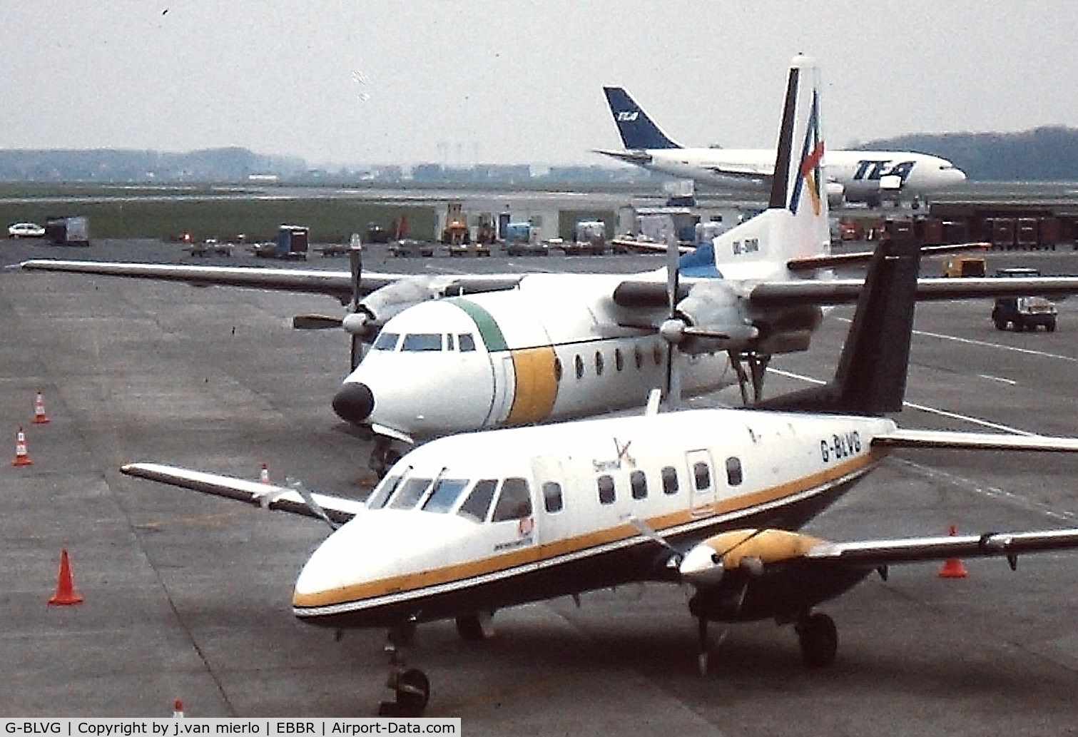 G-BLVG, 1981 Embraer EMB-110P1 Bandeirante C/N 110.364, Flying parcels out of Brussels hub '80s