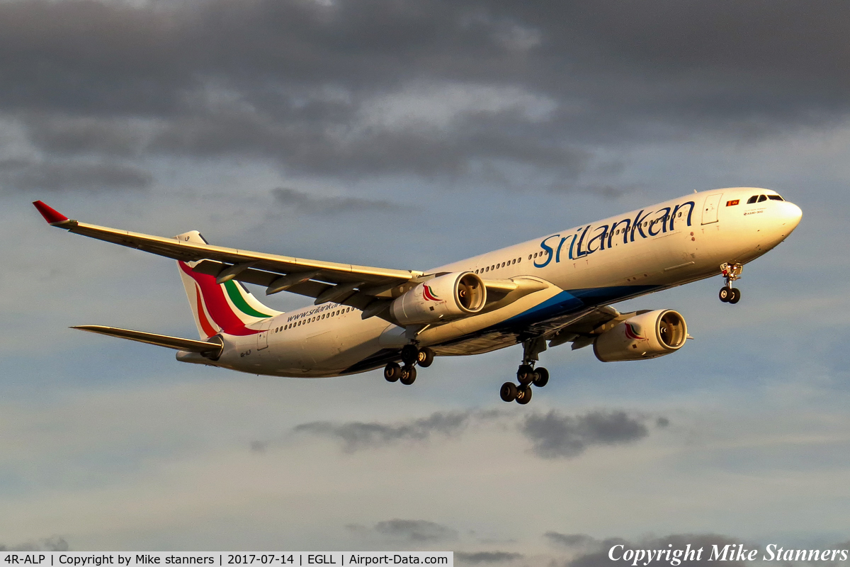 4R-ALP, 2015 Airbus A330-343 C/N 1669, SriLankan Airlines A330- 343E landing runway 27L from CMB