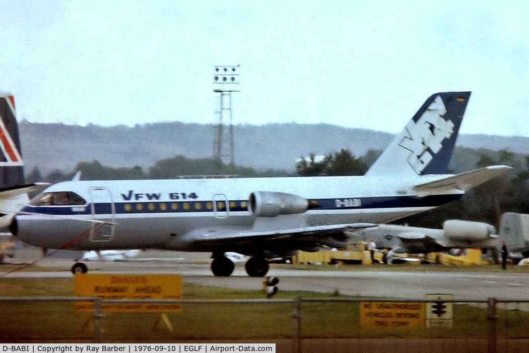 D-BABI, VFW-Fokker VFW-614 C/N G09, D-BABI   VFW-Fokker VFW 614 [MG.09] (VFW-Fokker) Farnborough~G 10/09/1976