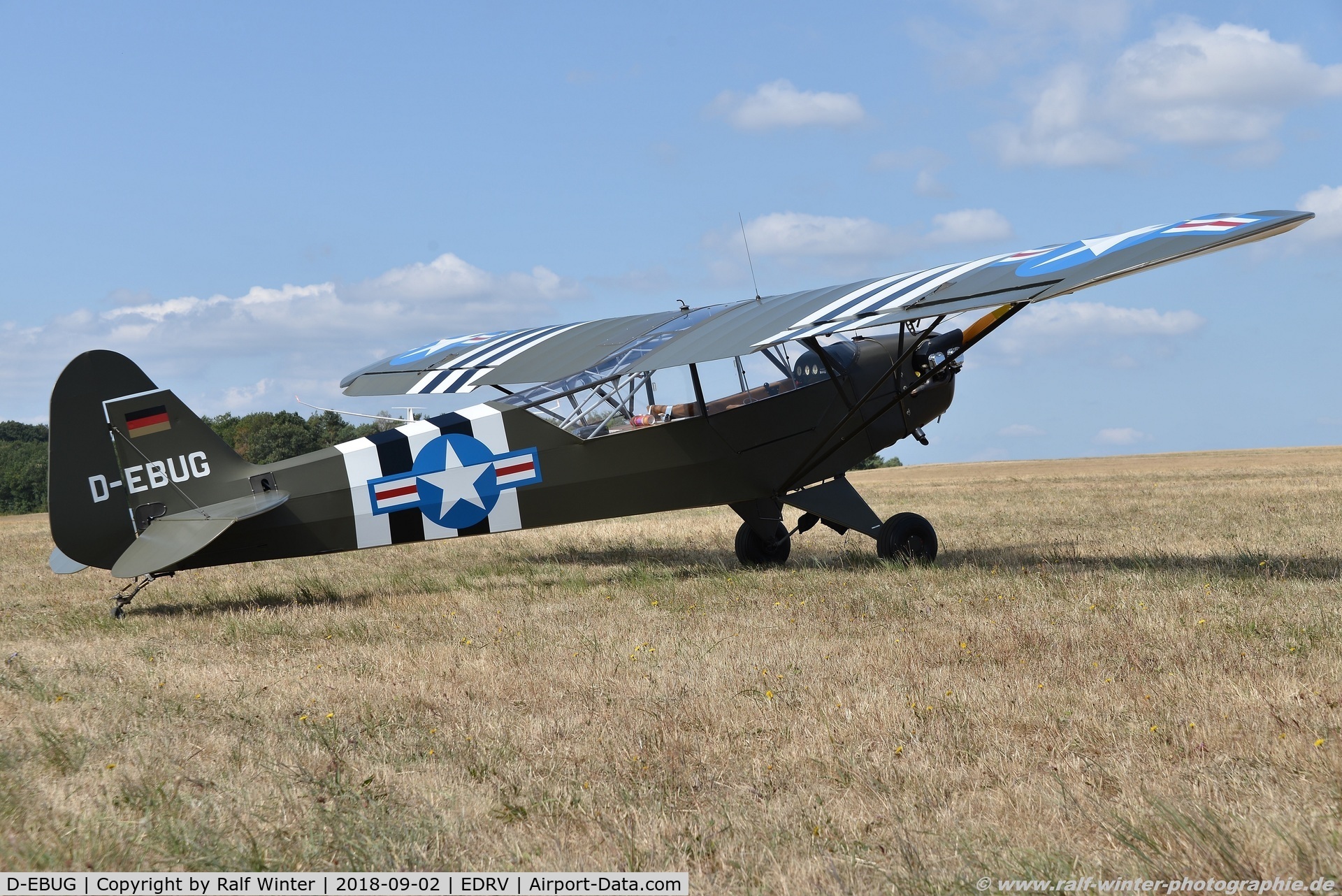 D-EBUG, 1944 Piper L-4H Grasshopper (J3C-65D) C/N 12324, Piper J3C-65 L-4H Cub - Private - 12324 - D-EBUG - 02.09.2018 - EDRV