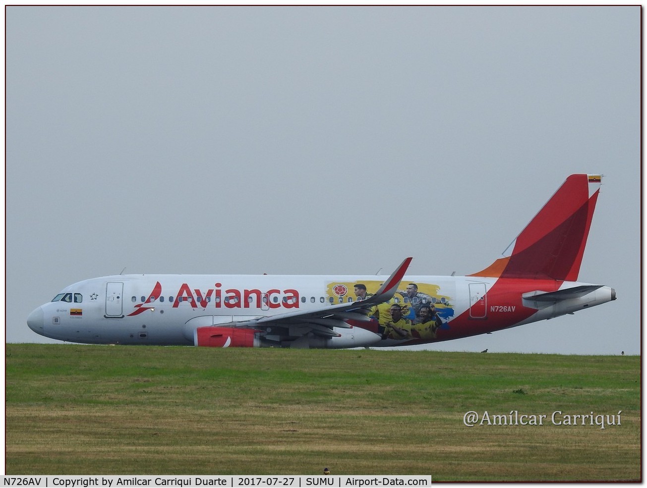 N726AV, 2014 Airbus A319-115 C/N 6174, Landing in SUMU