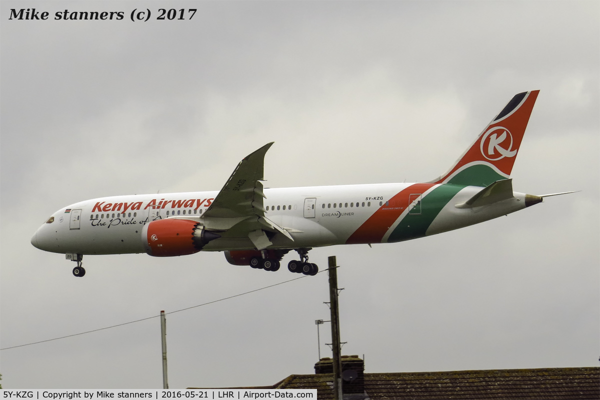 5Y-KZG, 2015 Boeing 787-8 Dreamliner Dreamliner C/N 36044, Kenya Airways Boeing 787-8 Dreamliner Landing runway 27L ,LHR 21.5.16