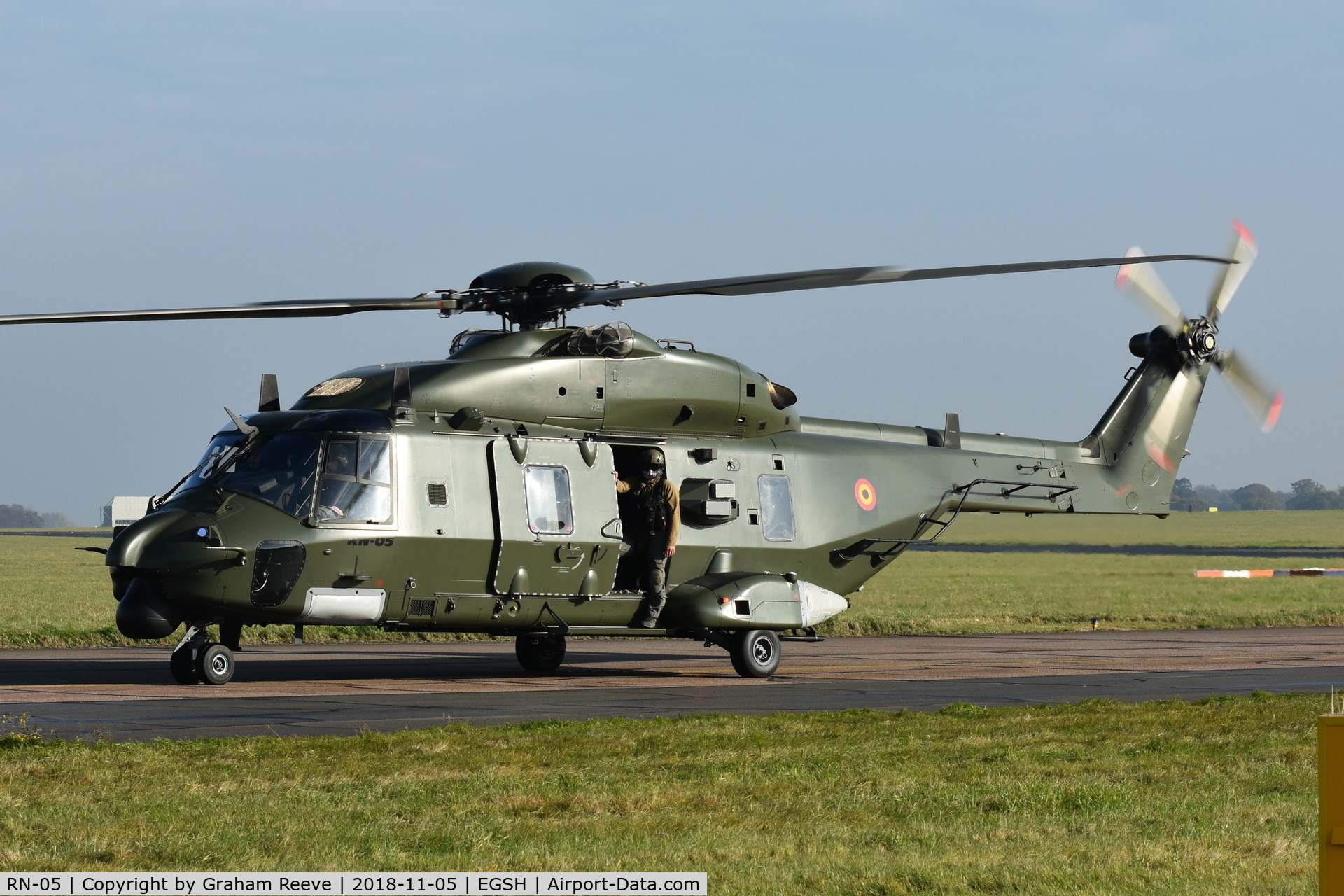 RN-05, 2013 Eurocopter NH90-TTH C/N TBEA01/1237, Departing from Norwich.