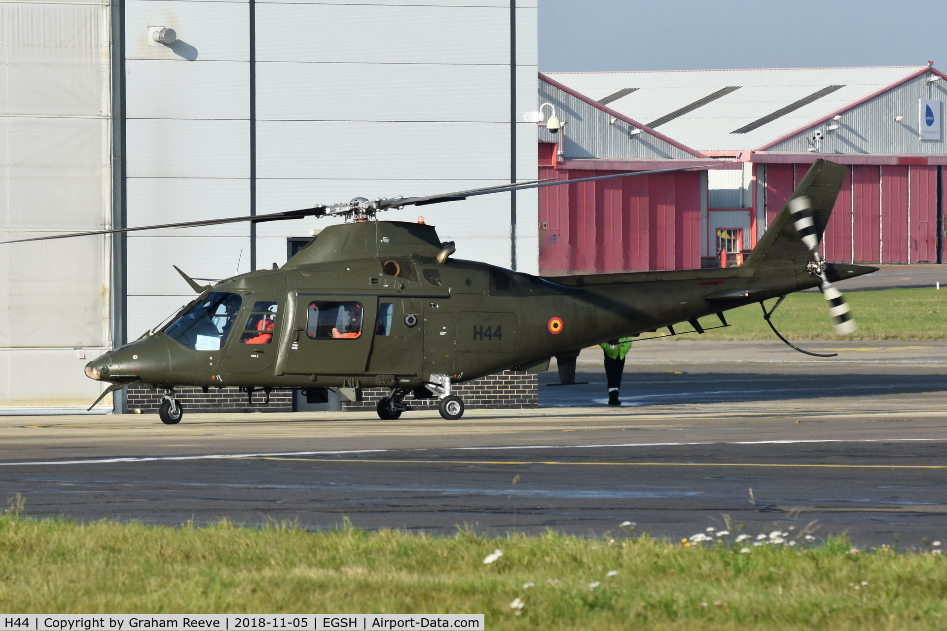 H44, Agusta A-109BA C/N 0344, One of three Belgian Army A-109's visiting Norwich along with a NH90.