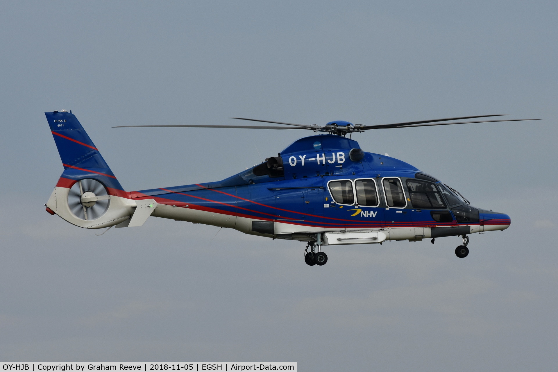 OY-HJB, 2009 Eurocopter EC-155B-1 C/N 6871, Now with NHV logo's.
