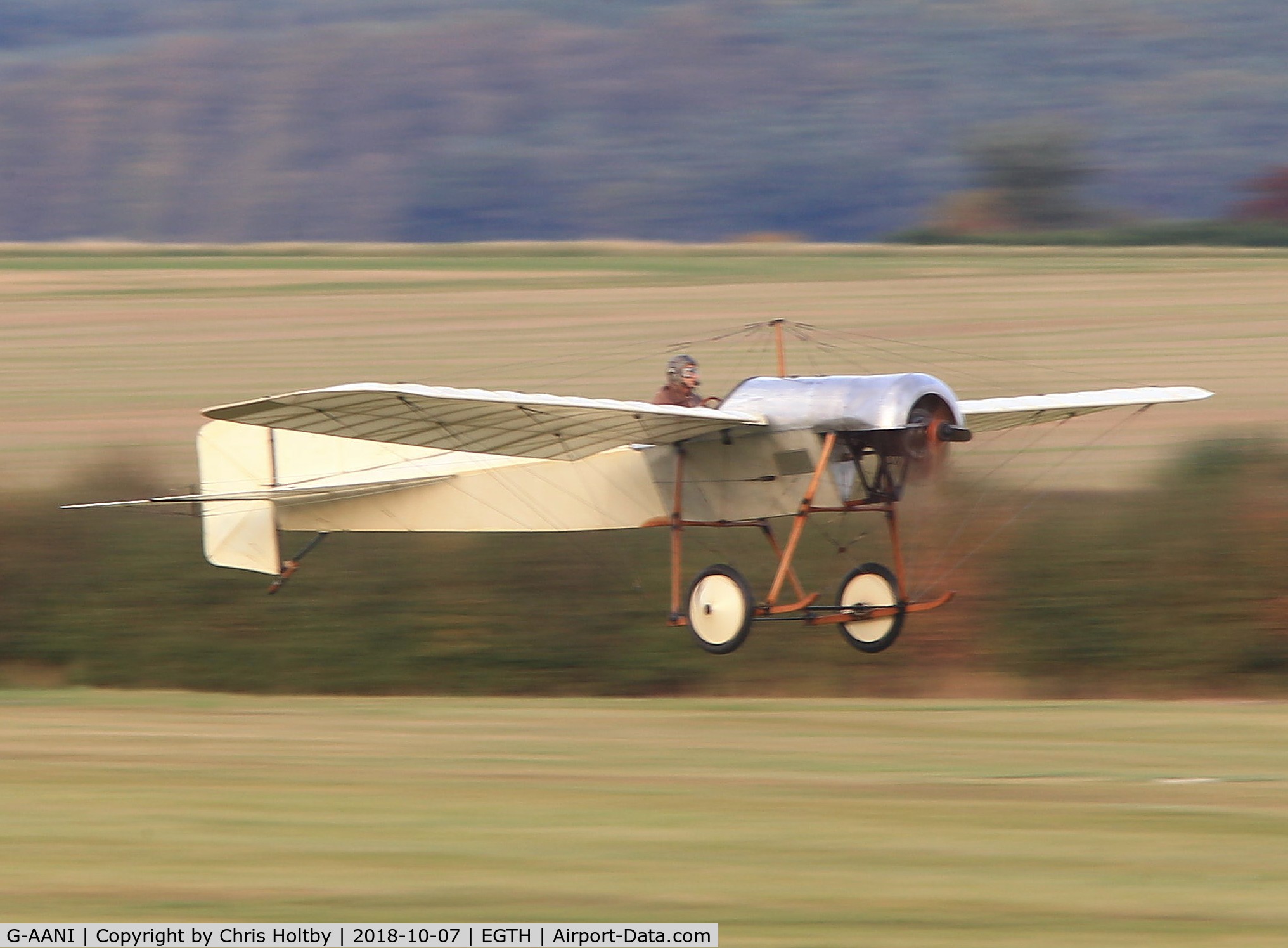 G-AANI, 1912 Blackburn Monoplane C/N 9, Those who waited for the Edwardians finale of the Race Day at Old Warden 2018 were rewarded with the take off of this Blackburn Monoplane in virtually windless conditions. (The same photo posted in error in G-AANH)