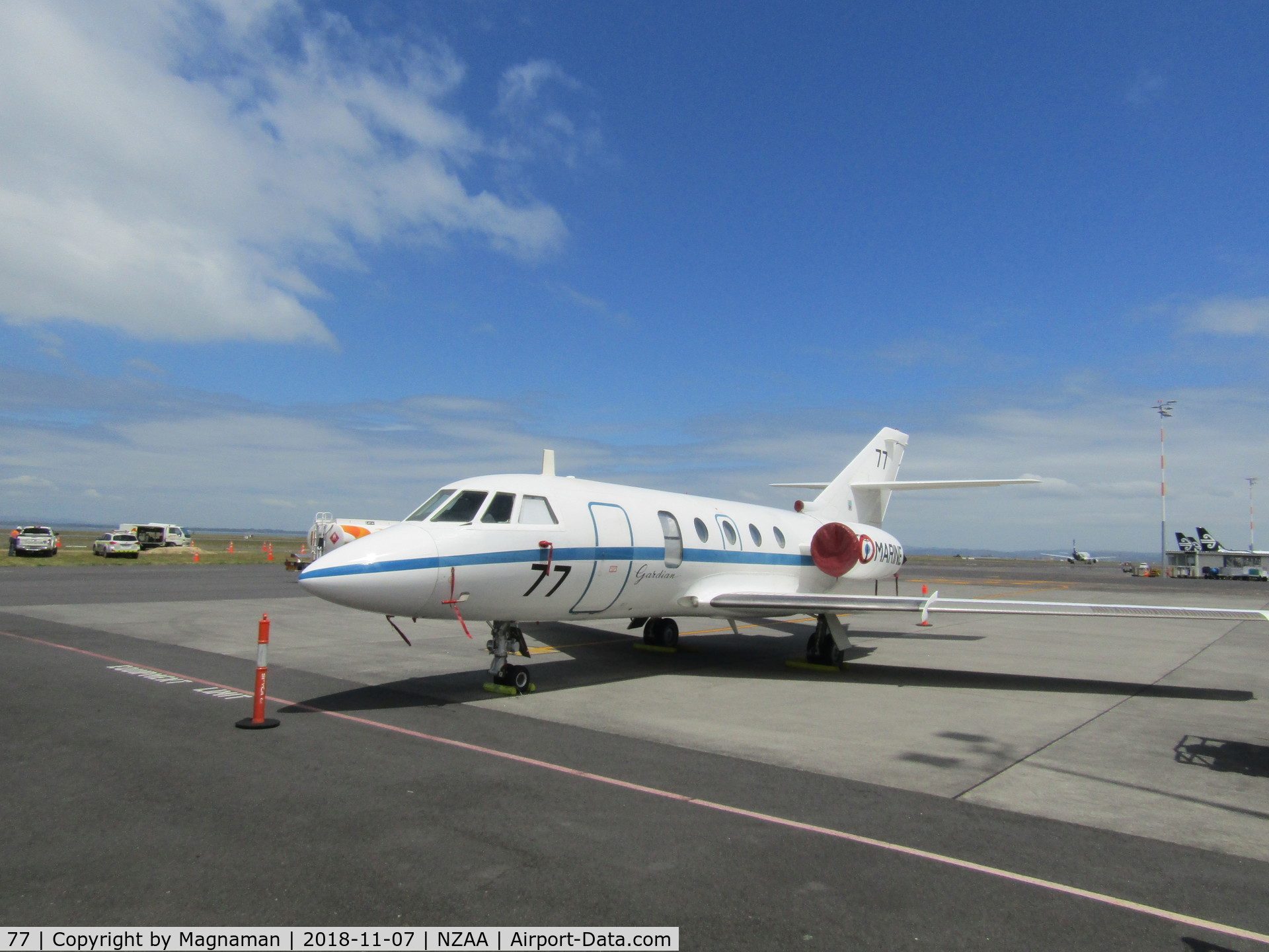 77, 1985 Dassault Falcon 20G Guardian C/N 477, in sun at AKL