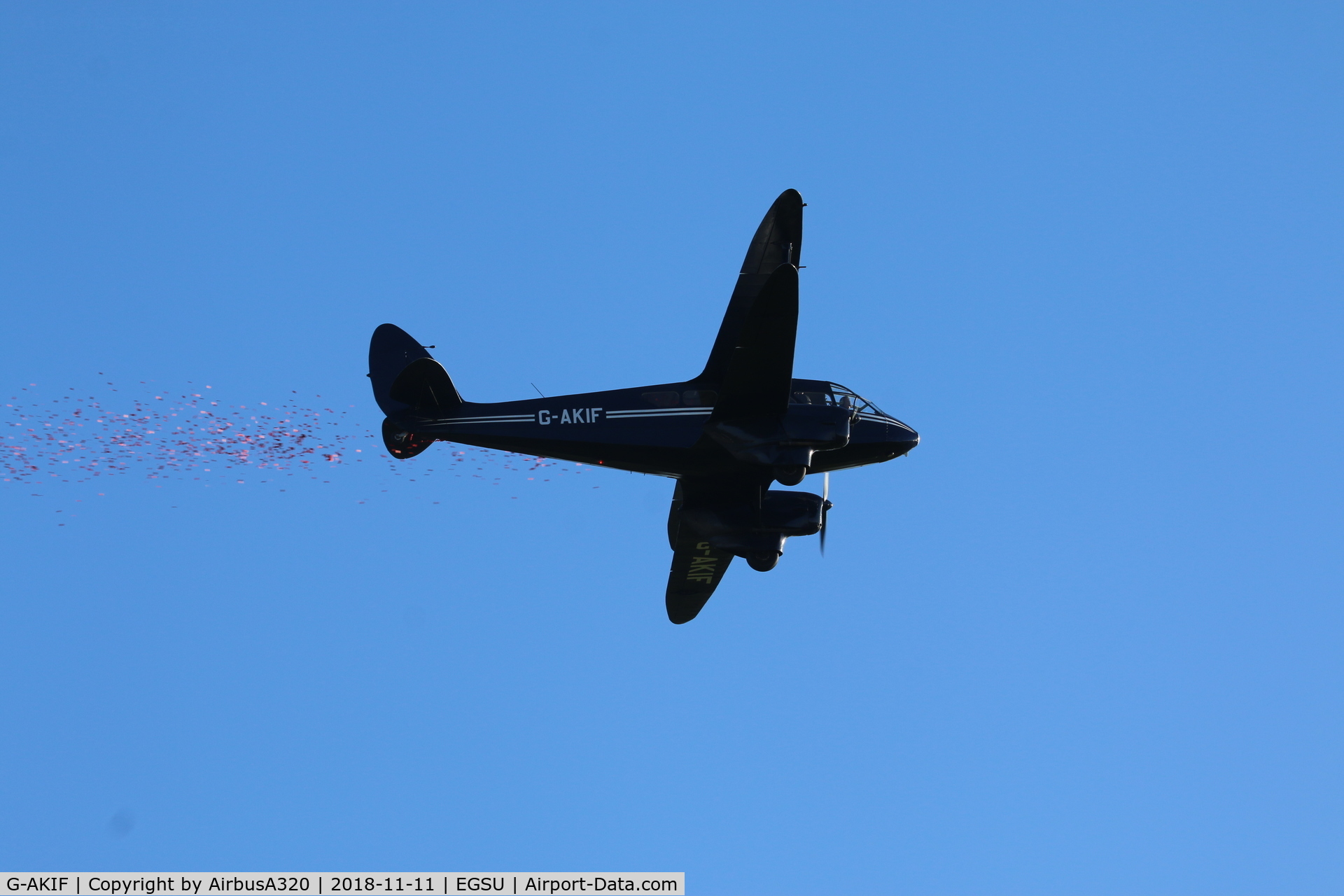 G-AKIF, 1944 De Havilland DH-89A Dominie/Dragon Rapide C/N 6838, Poppy Launch Remembrance sunday