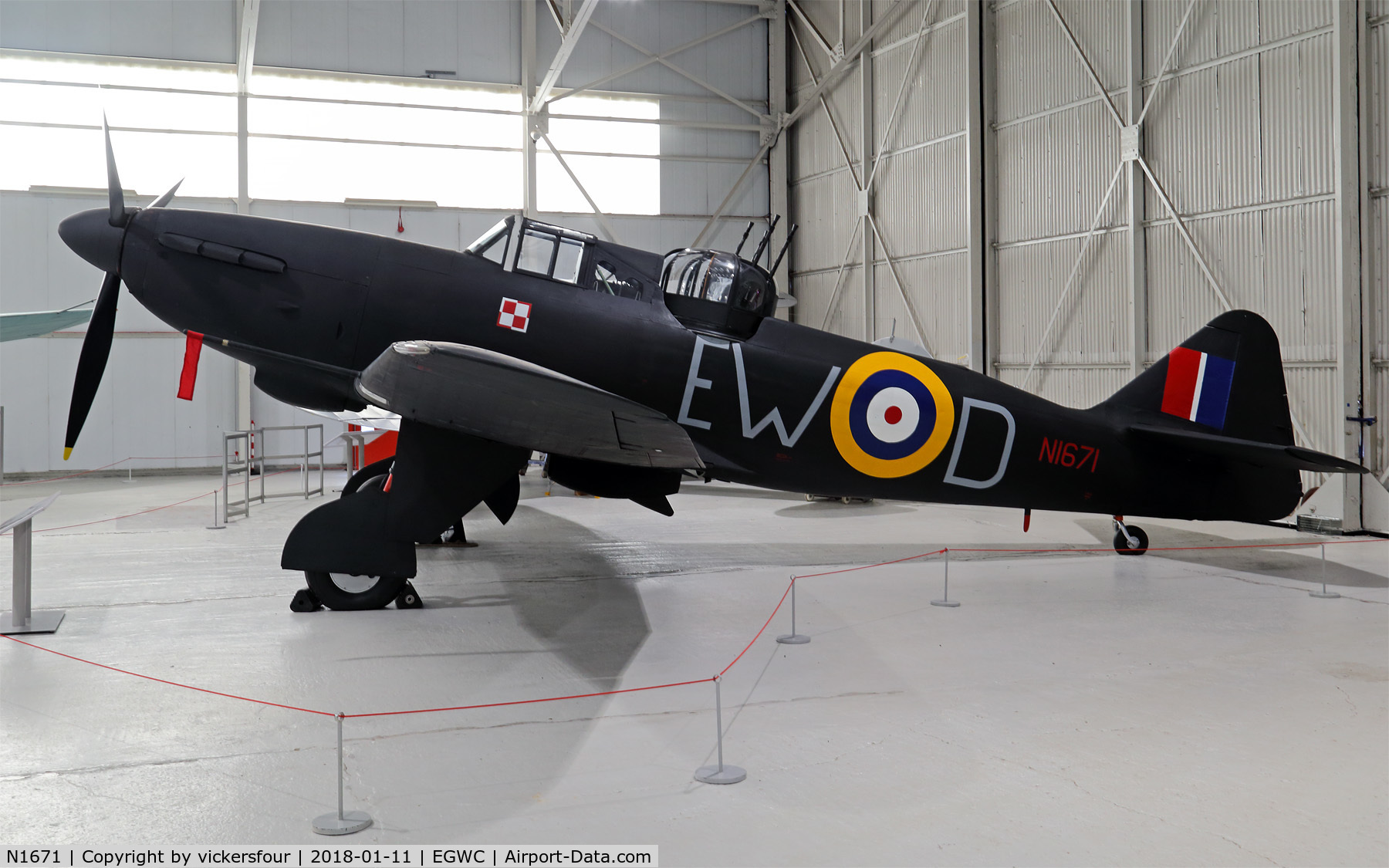 N1671, 1938 Boulton Paul Defiant I C/N Not found N1671, RAF Museum Cosford