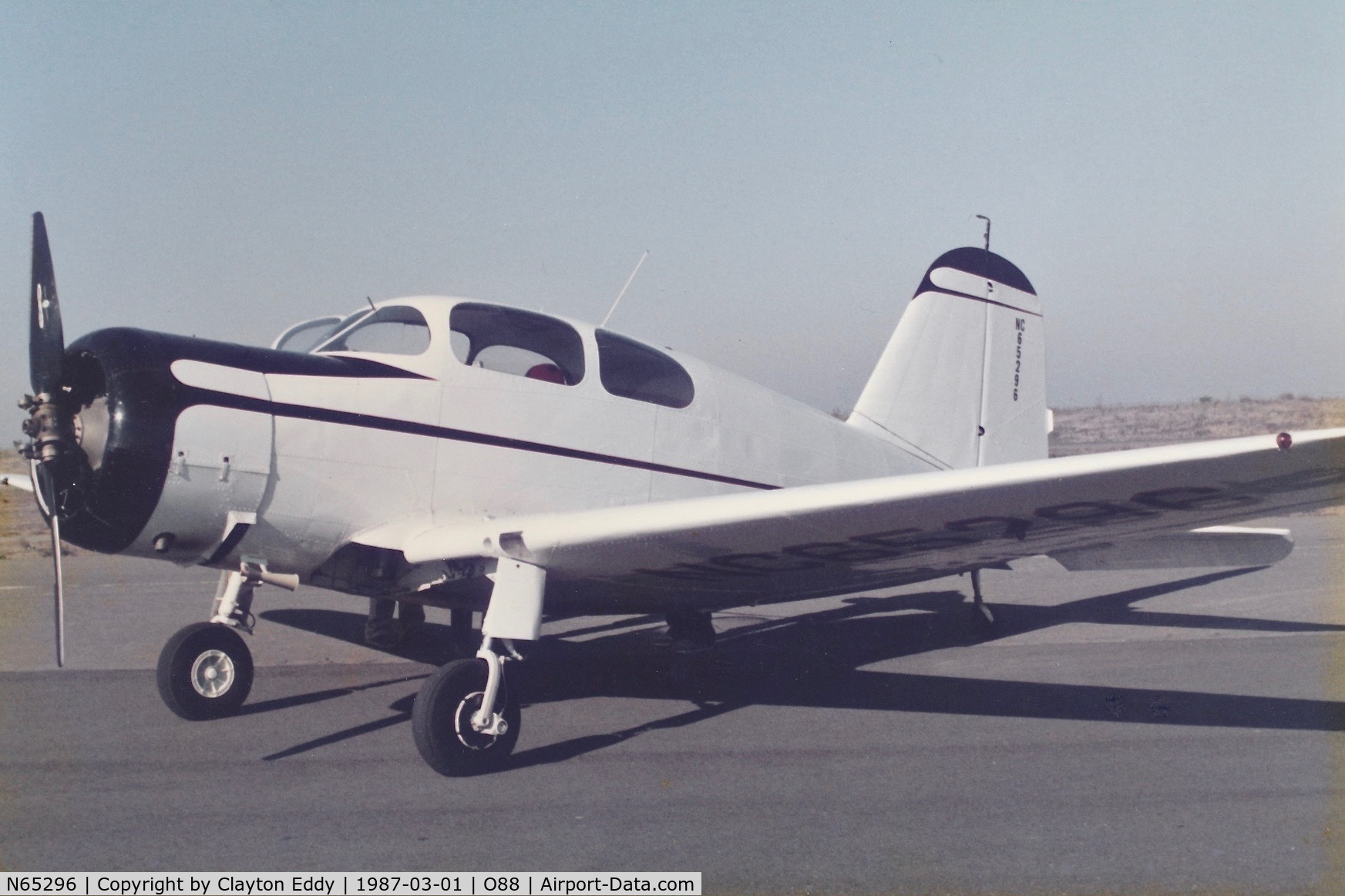 N65296, 1940 Harlow PJC-2 C/N 7, Old Rio Vista Airport California 3-87.